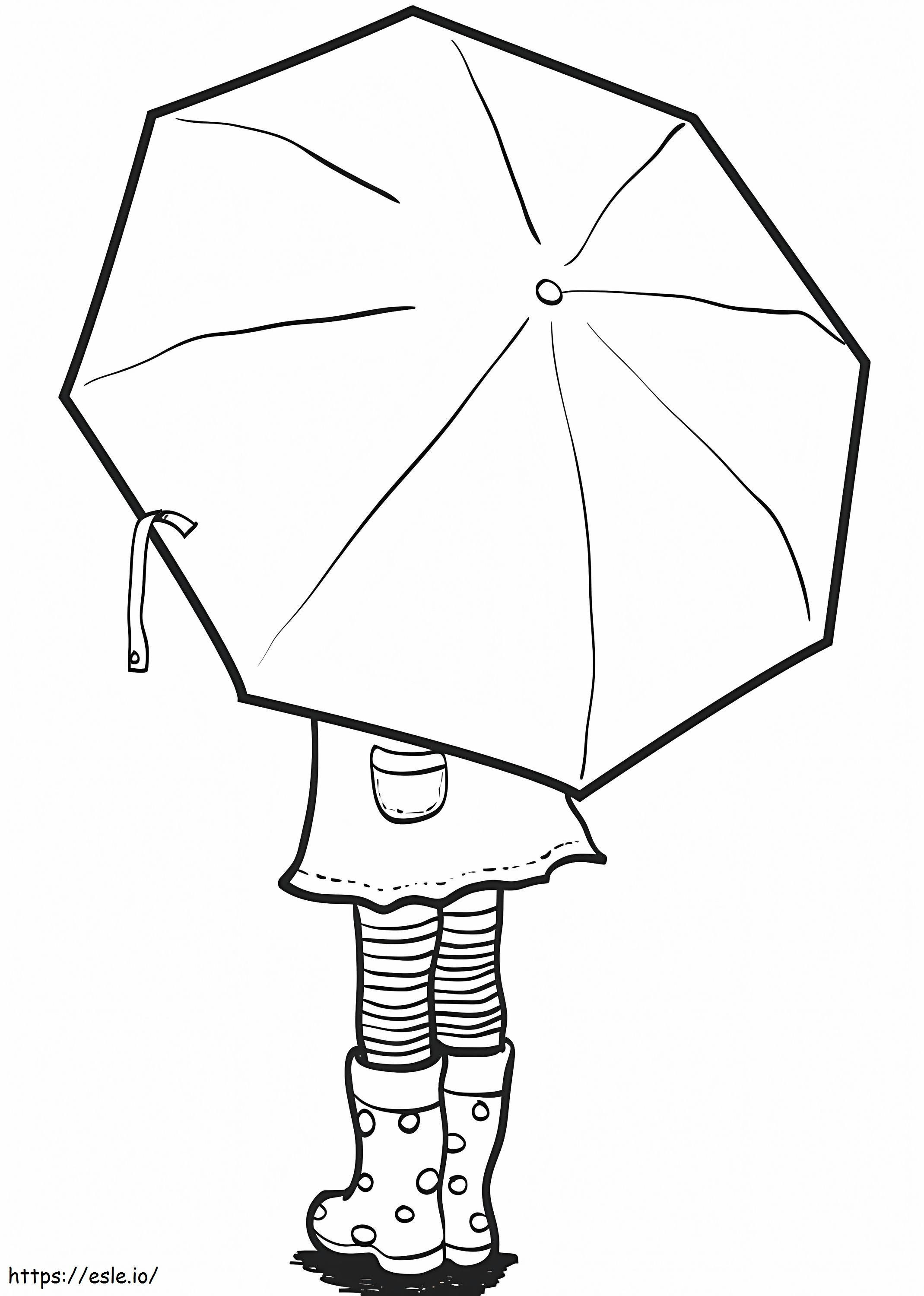 kız holding şemsiye boyama