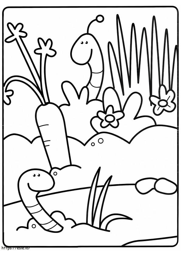 Cute Earthworms coloring page
