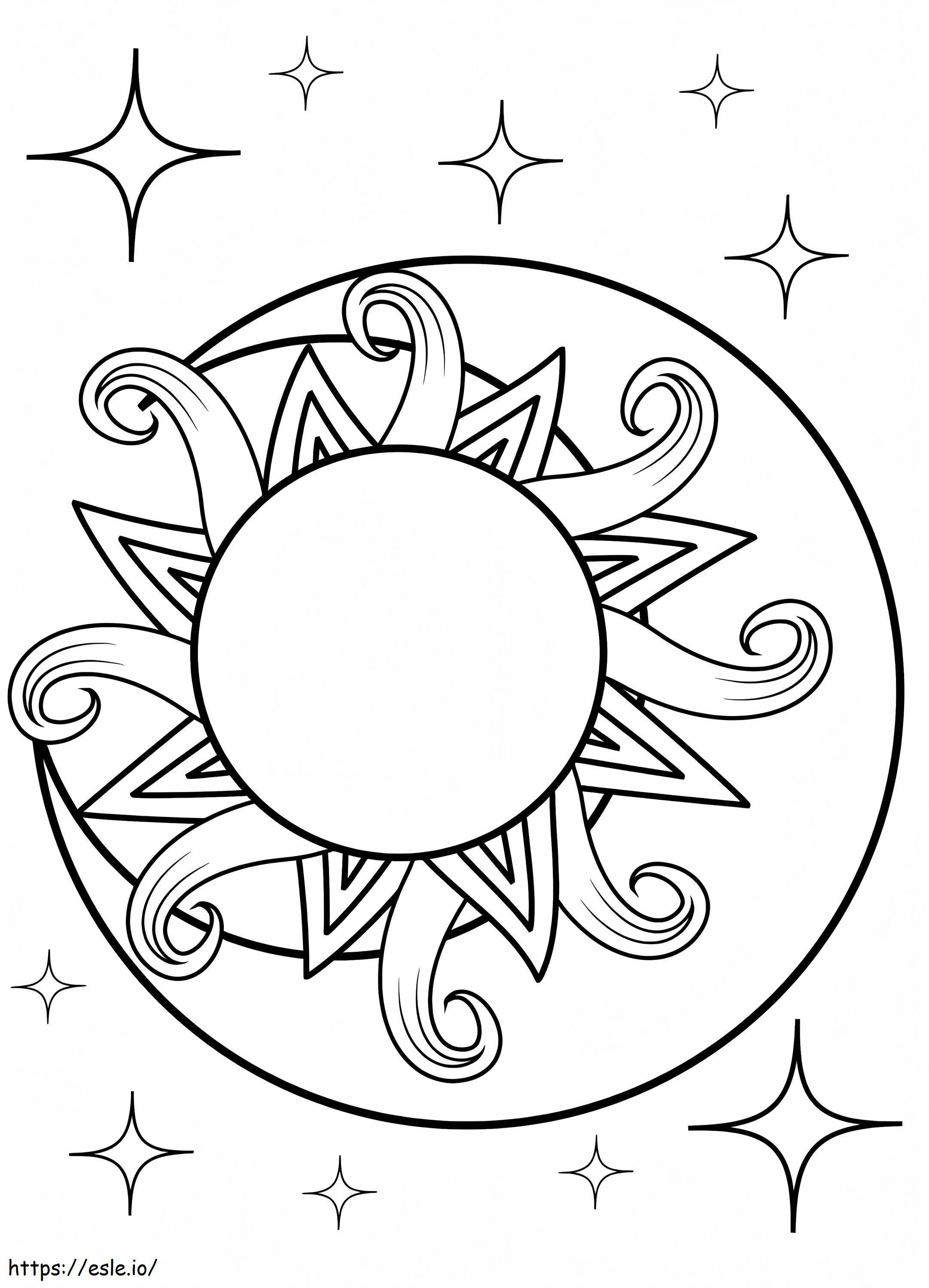 Nap és Hold Ingyenesen nyomtatható kifestő