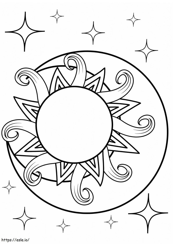 Sol e lua para impressão grátis para colorir