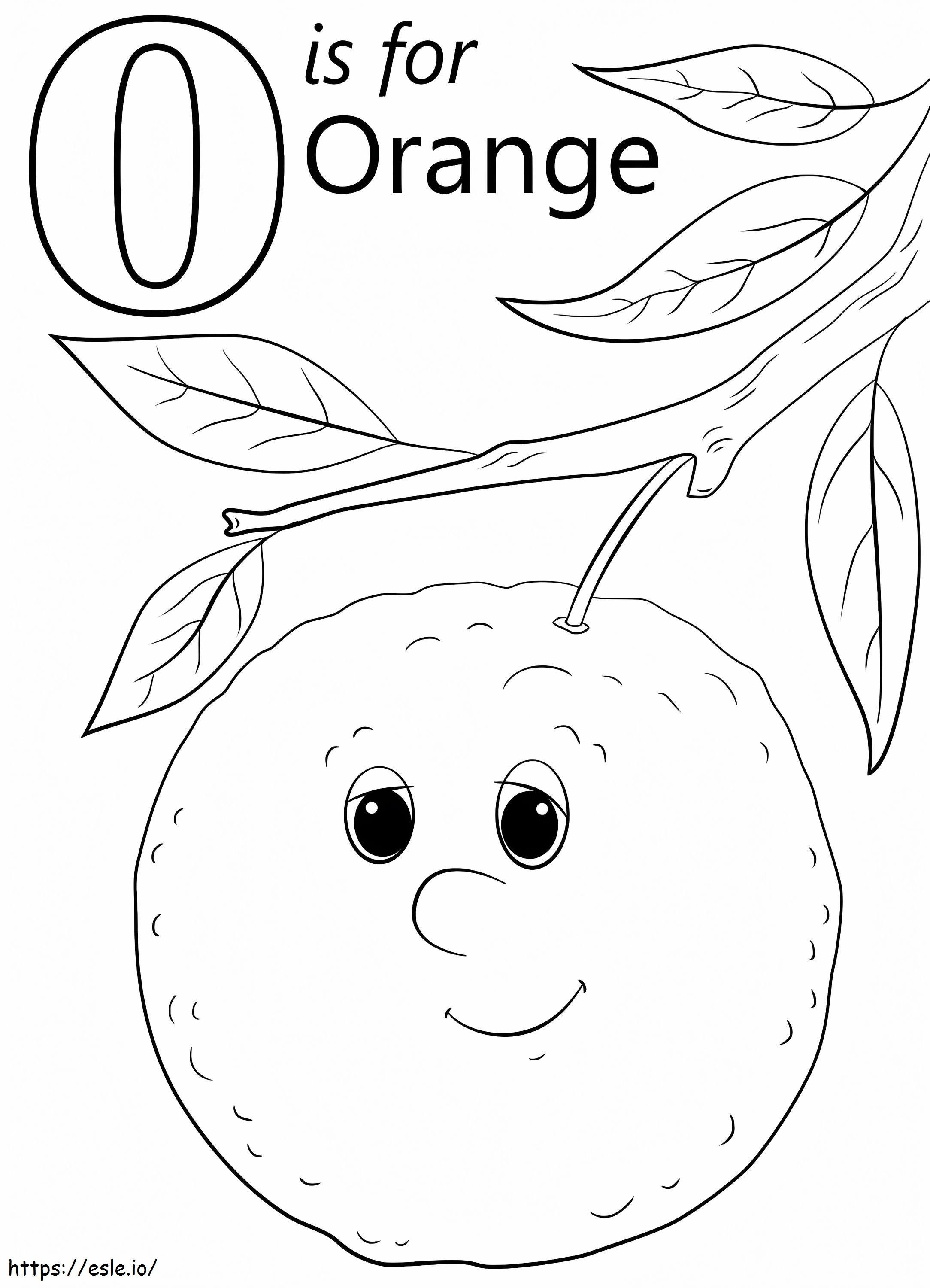 Litera portocalie O de colorat