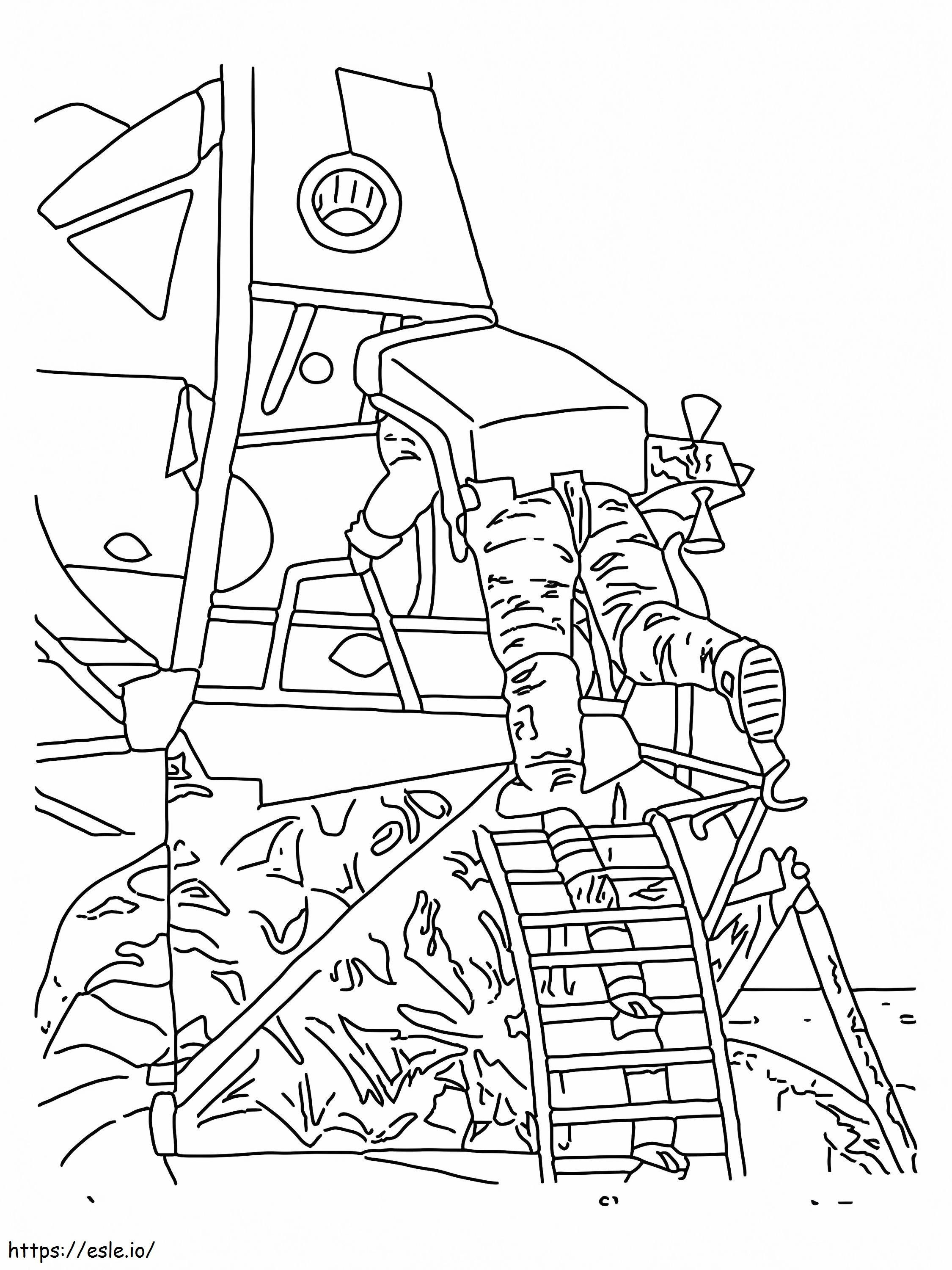 Astronaut In Nasa Luna Module Ladder coloring page