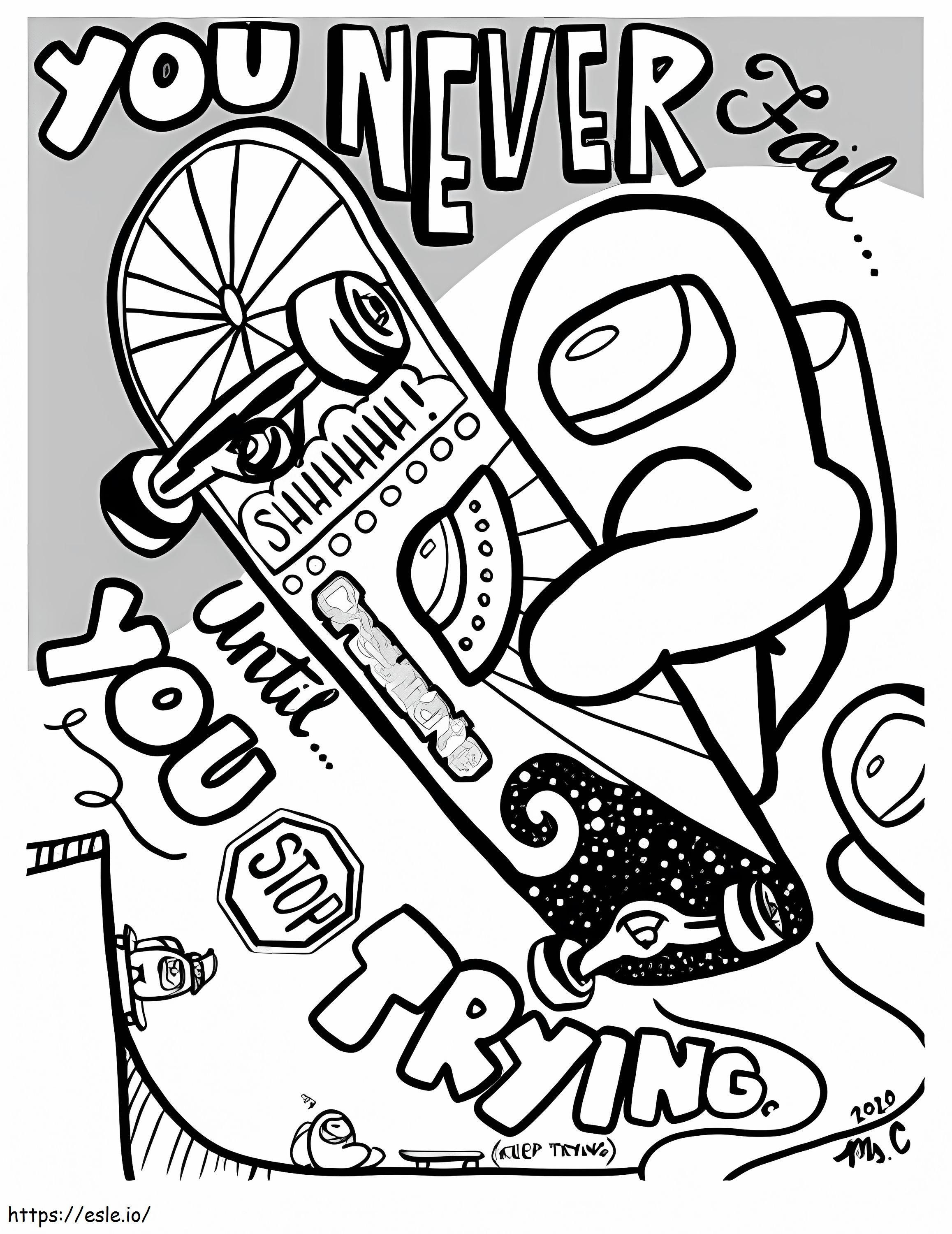Skate Board Among Us coloring page