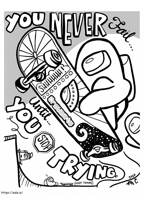 Skate Board Among Us coloring page