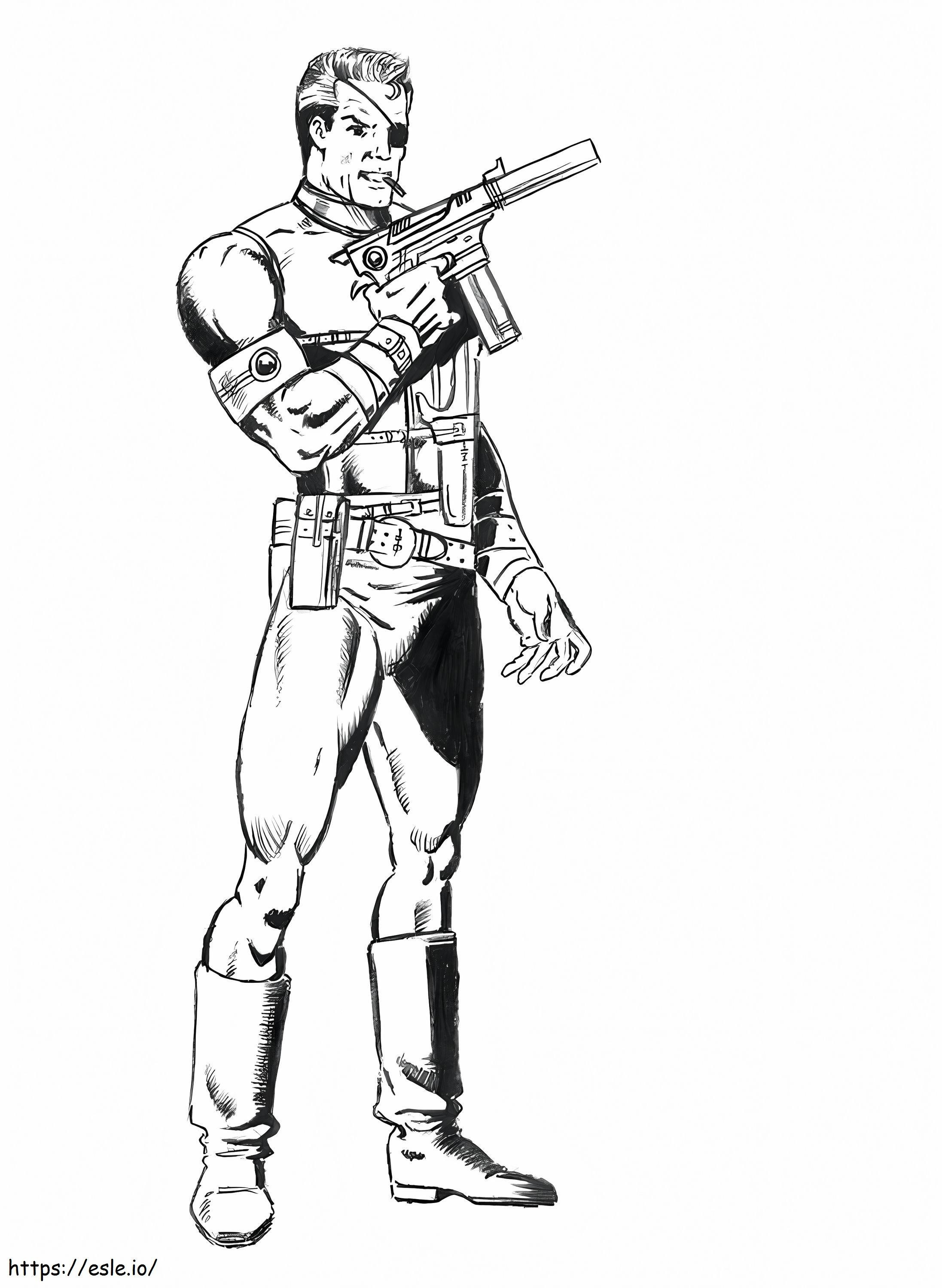 Nick Fury With Gun coloring page