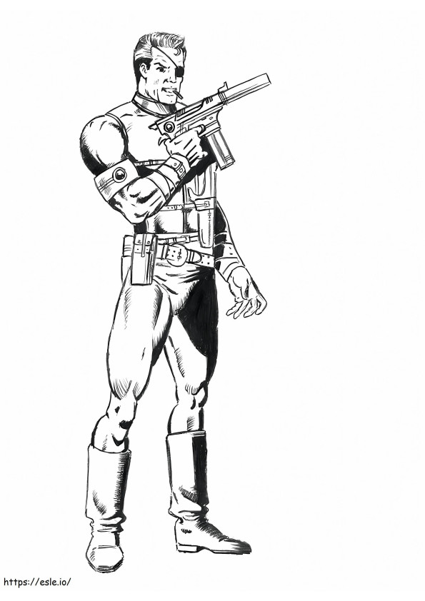 Nick Fury com arma para colorir