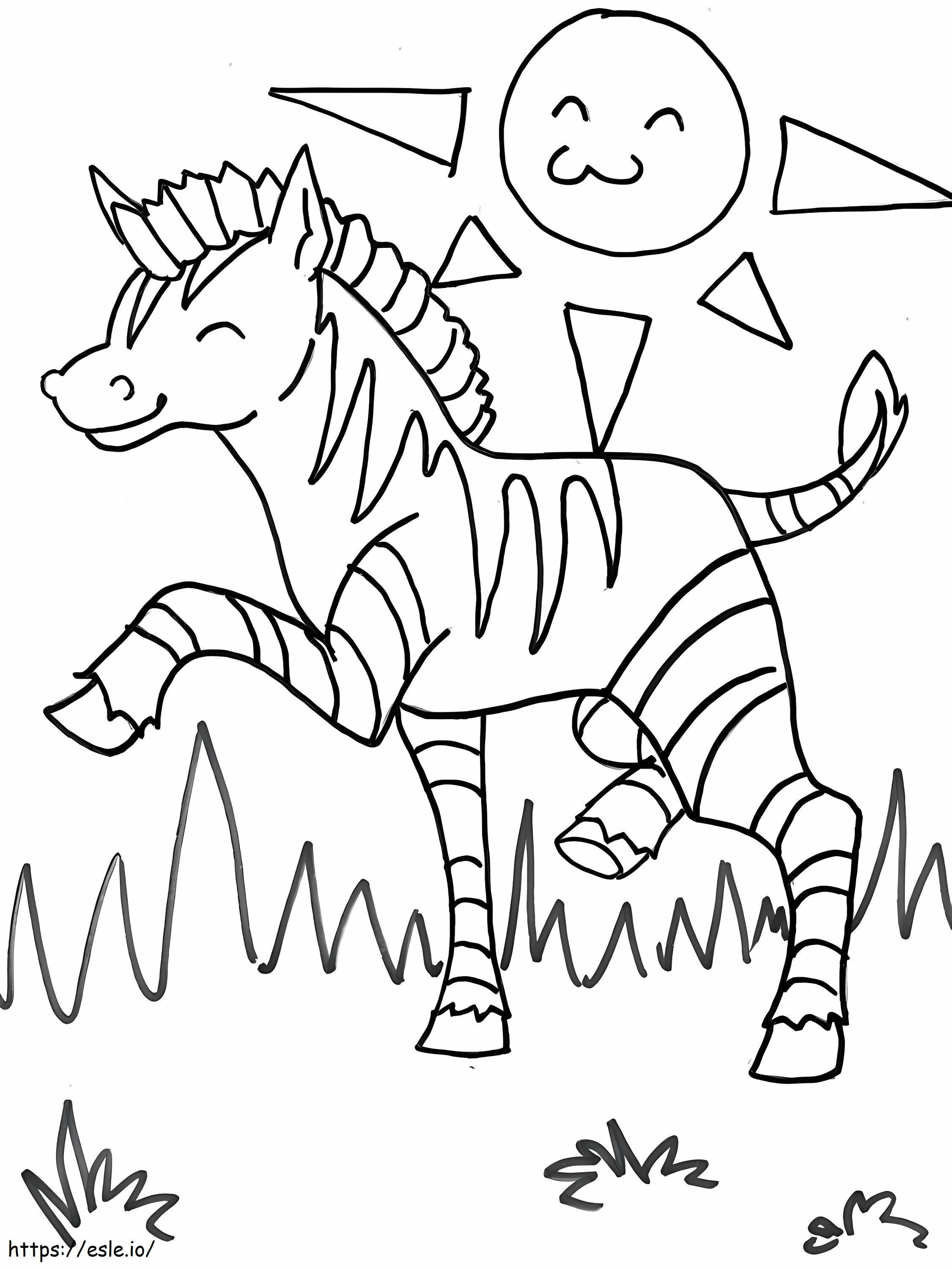 Zebra With Sun coloring page