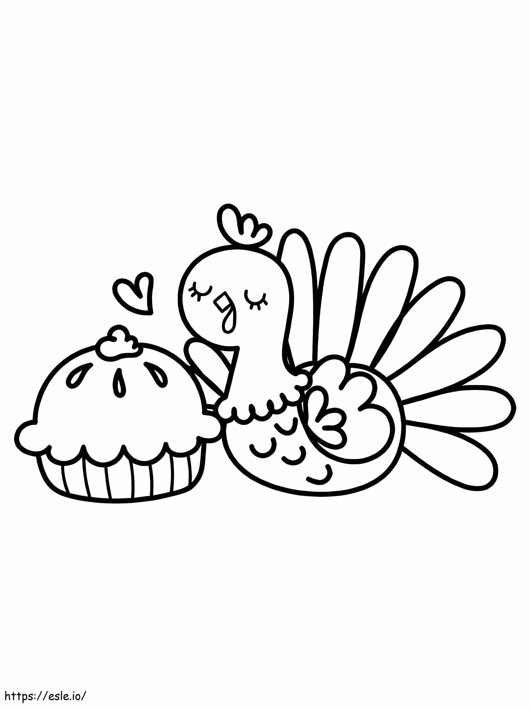 Thanksgiving Kalkoen En Cupcake kleurplaat kleurplaat