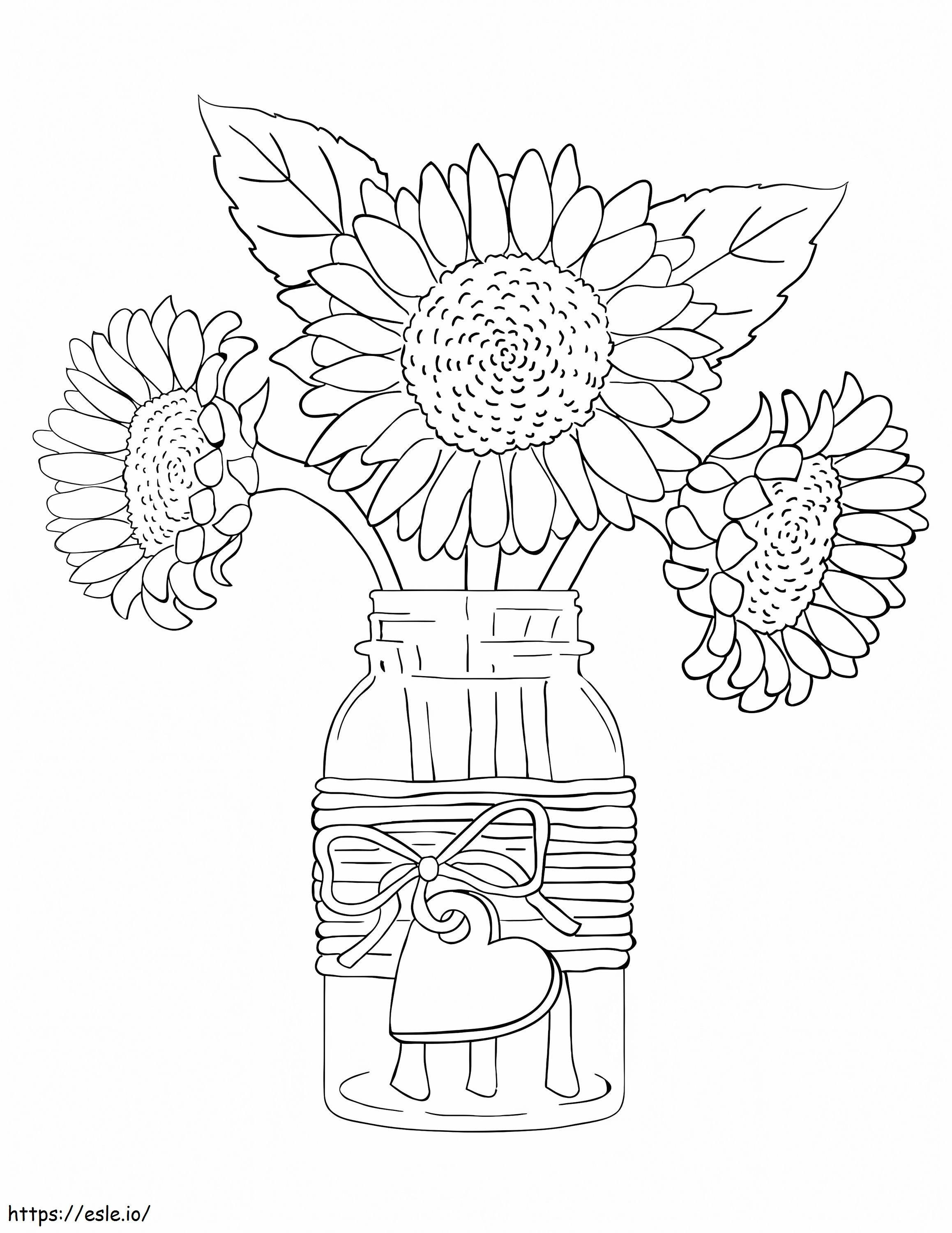 Sunflowers In Vase coloring page