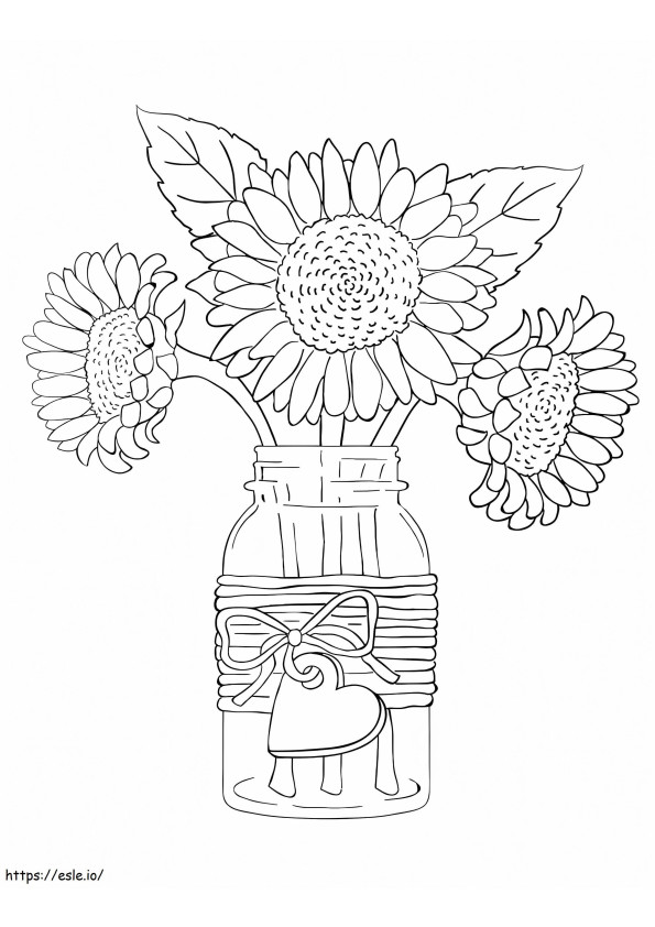Sunflowers In Vase coloring page