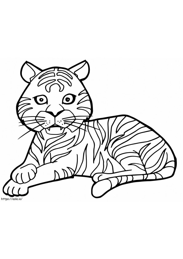 Coloriage Tigre de dessin animé mignon à imprimer dessin