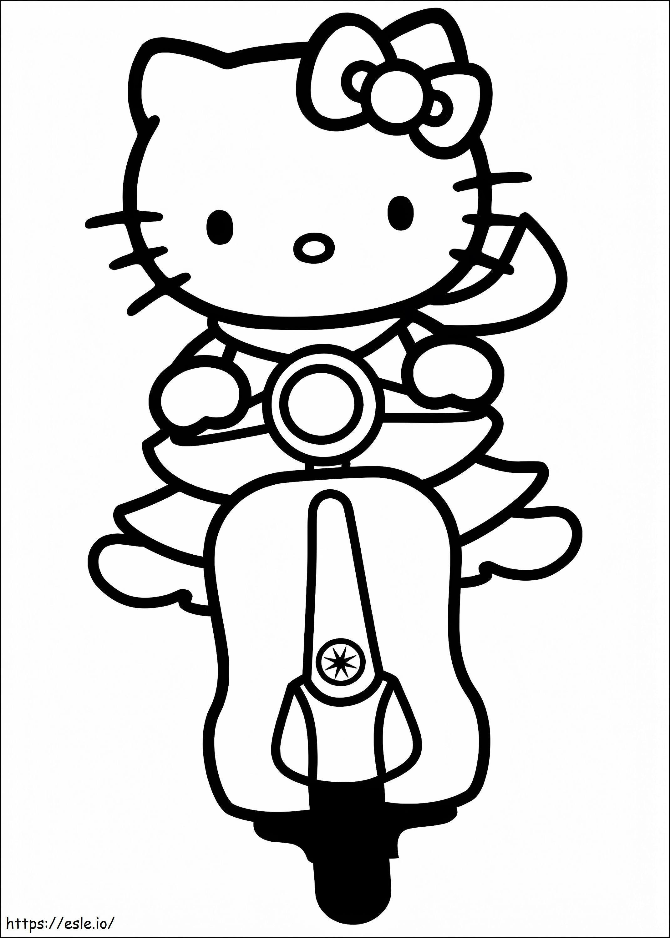 Coloriage Hello Kitty fait de la moto à imprimer dessin
