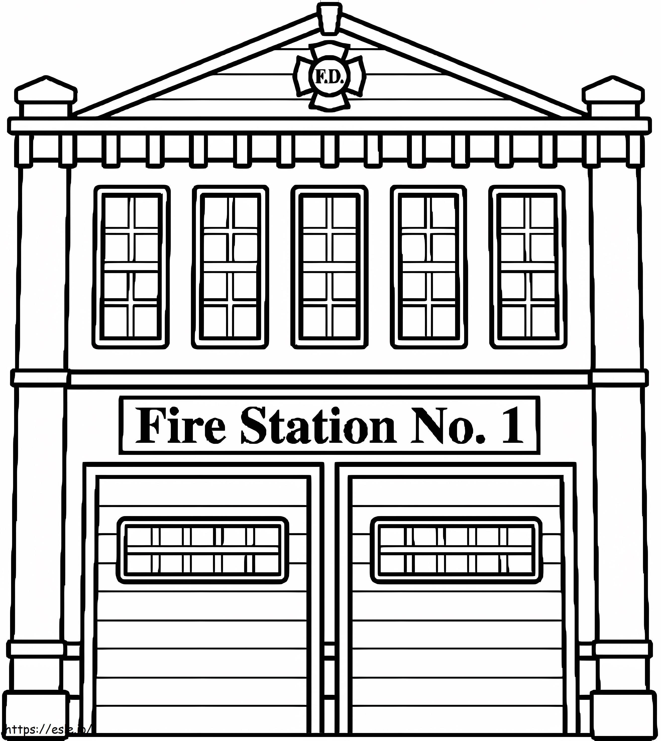 Coloriage Caserne de pompiers imprimable à imprimer dessin