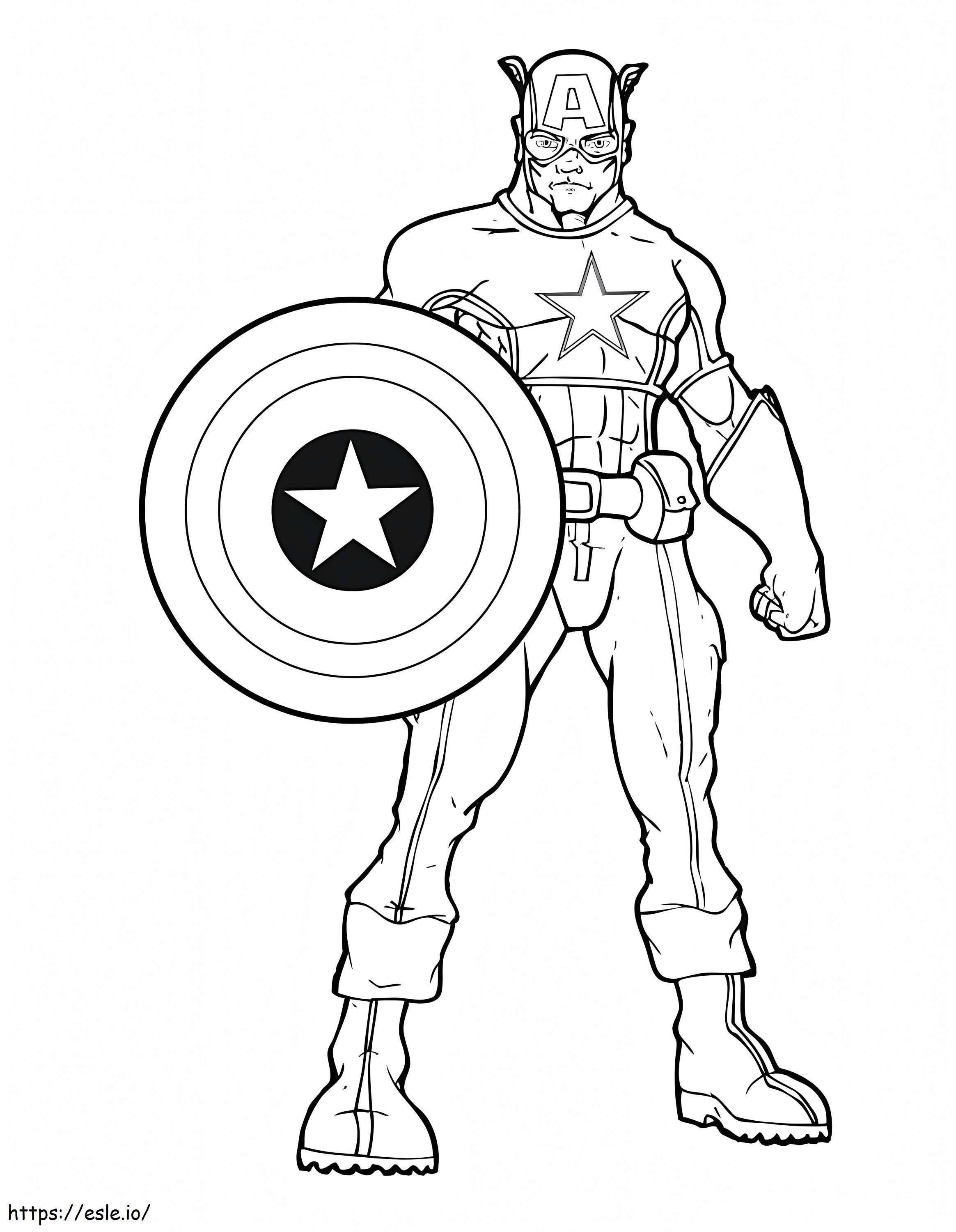caricatura, capitán américa, posición para colorear