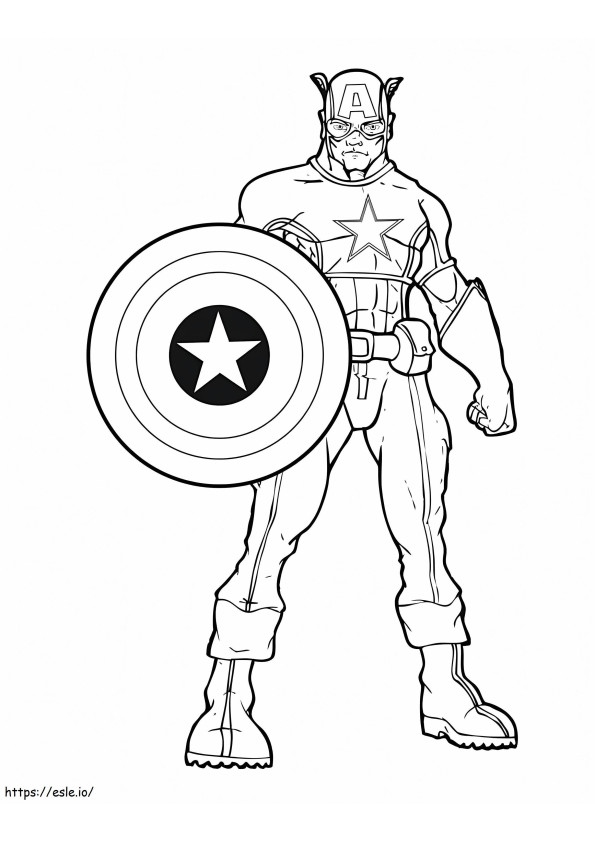 Desenho animado Capitão América em pé para colorir