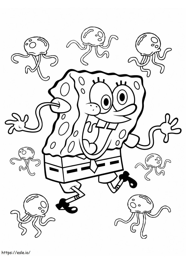 SpongeBob și meduze de colorat