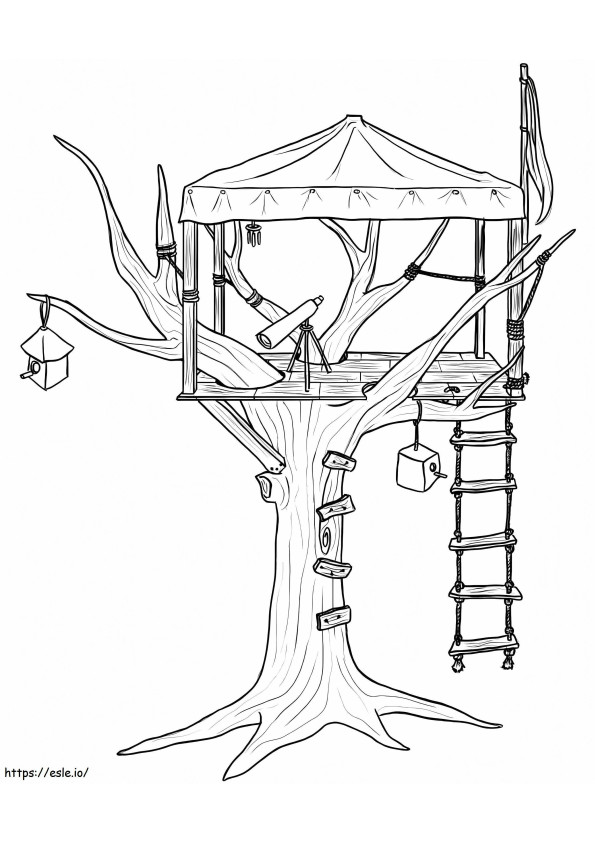 Fantastinen Treehouse värityskuva