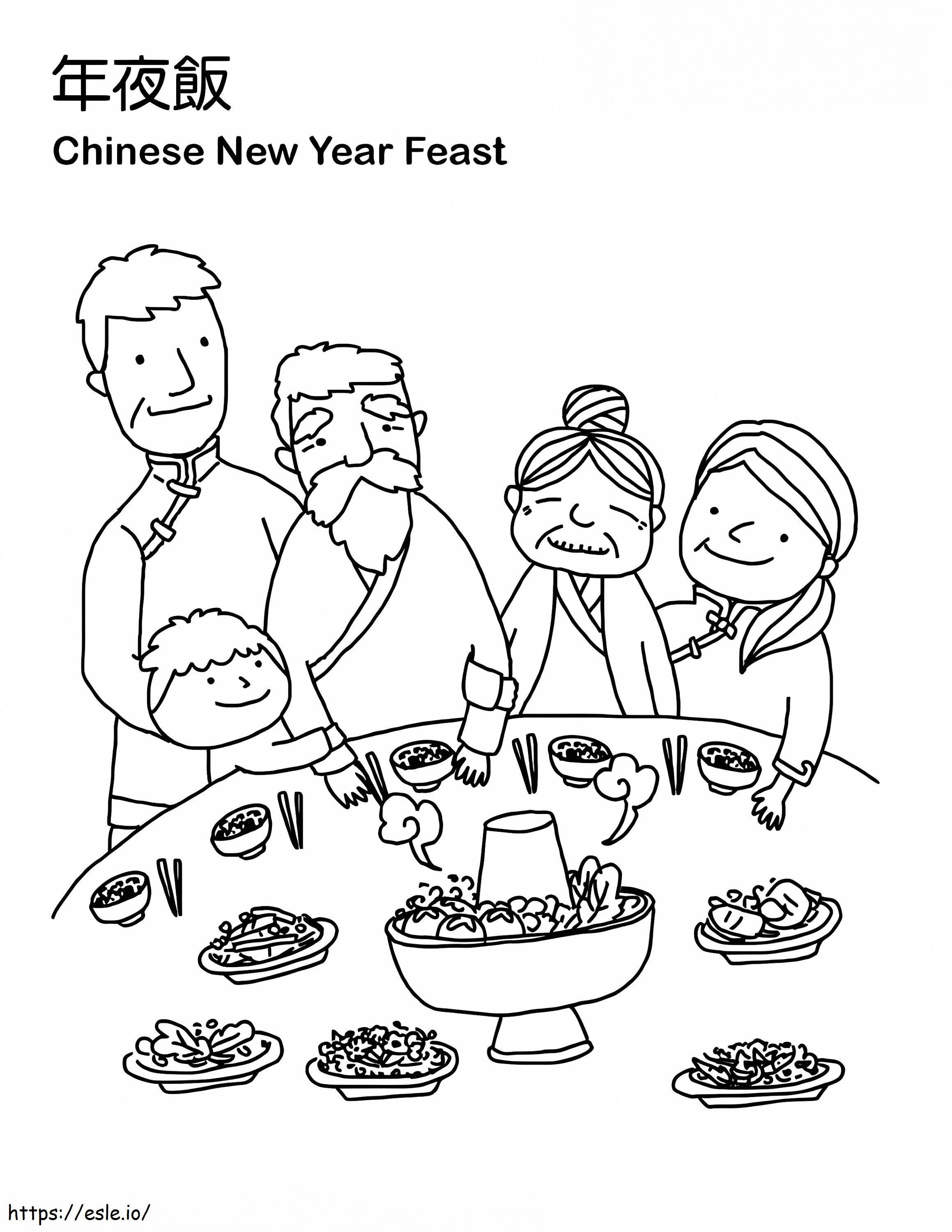 Chinese New Year Feast coloring page
