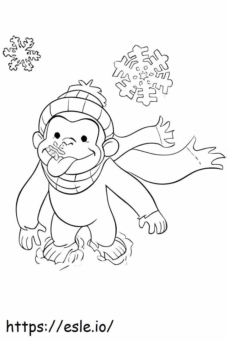 Maimuță Iarna de colorat