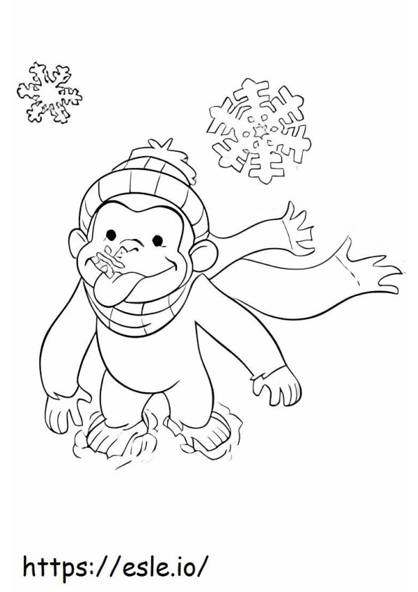 mono en invierno para colorear