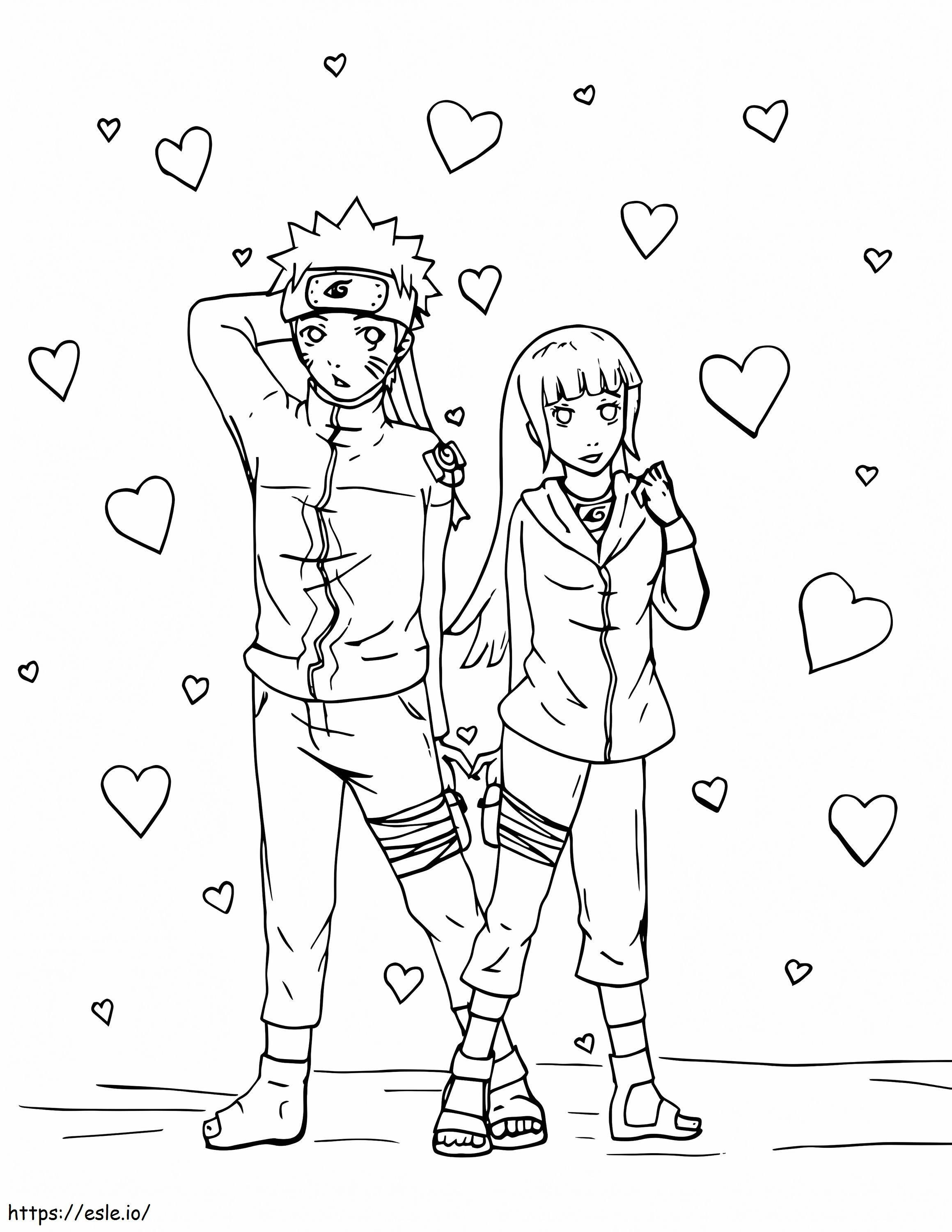 Desen Naruto și Hinata de colorat