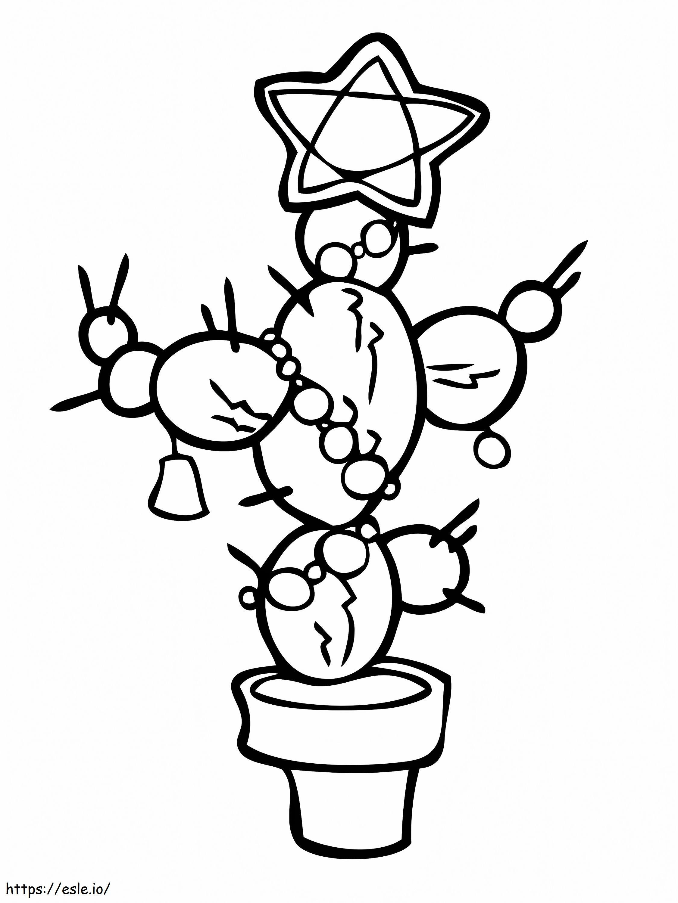 Cactus en maceta para colorear