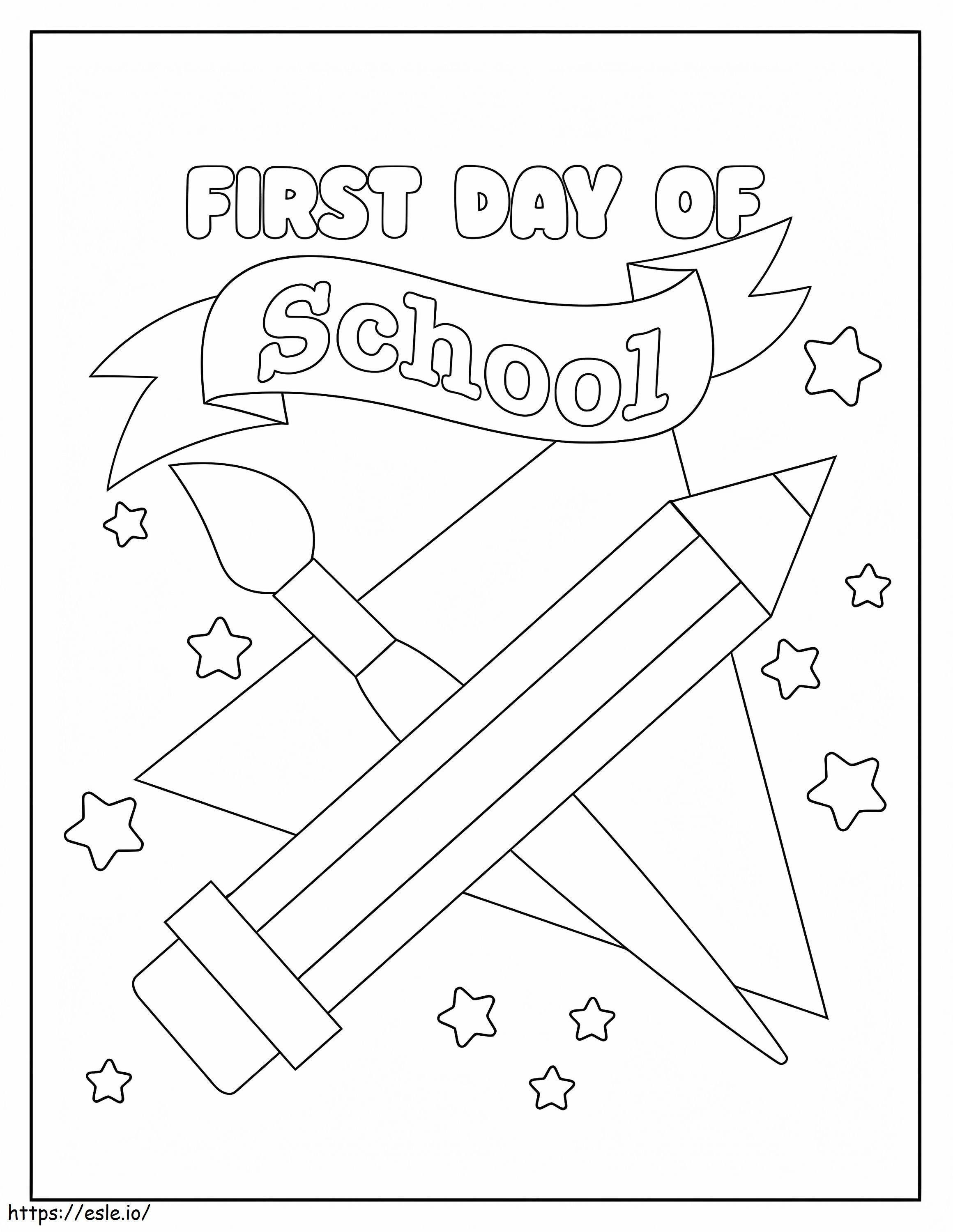 Ensimmäinen koulupäivä värityskuva