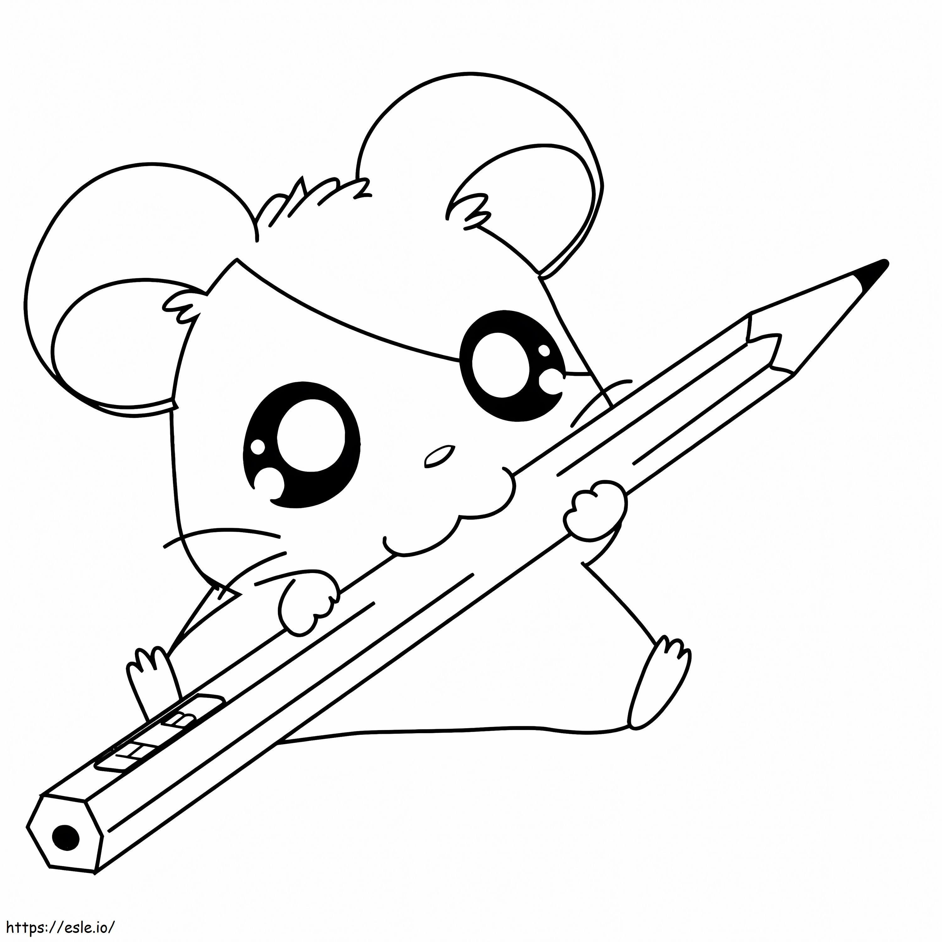 Coelho Com Lápis Kawaii para colorir