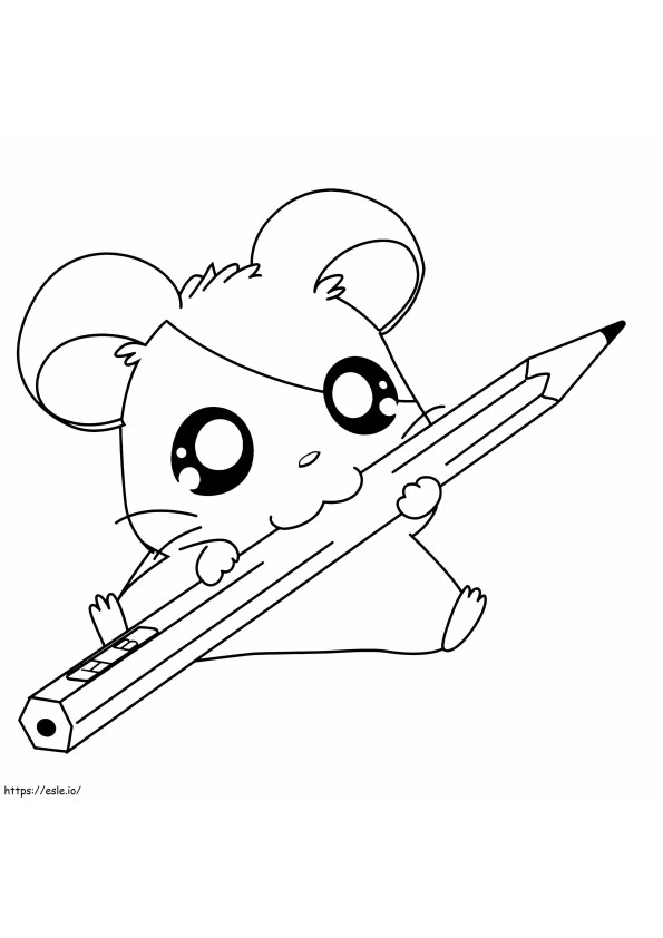 Rabbit With Pencil Kawaii coloring page