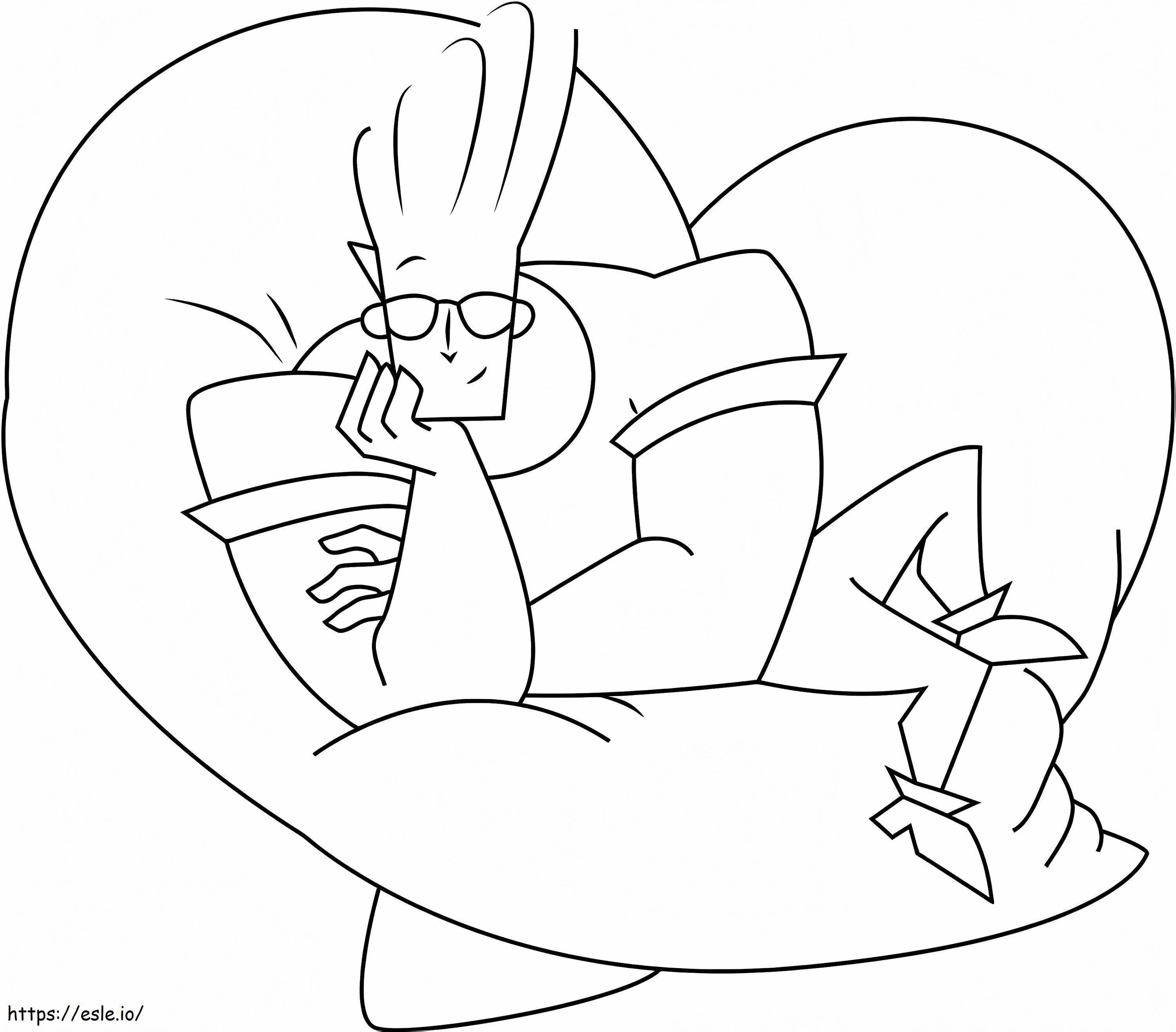 Smiling Johnny Bravo coloring page