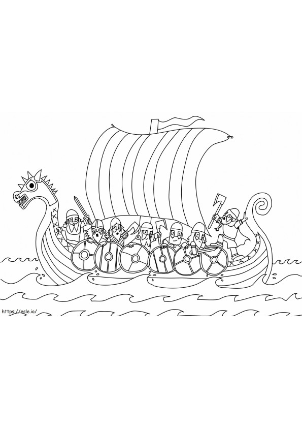 Vikings no barco para colorir