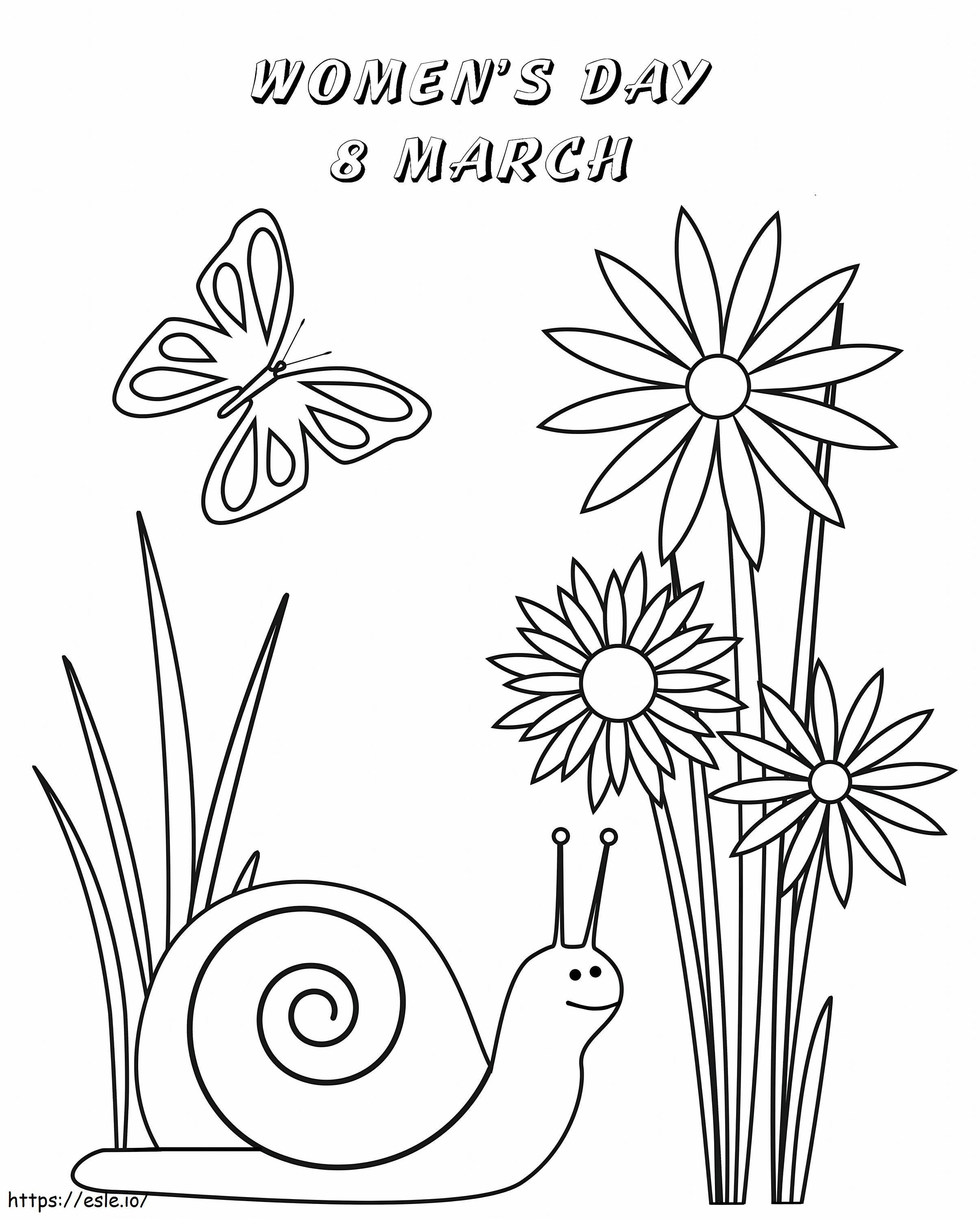 Happy Women'S Day And Snail coloring page