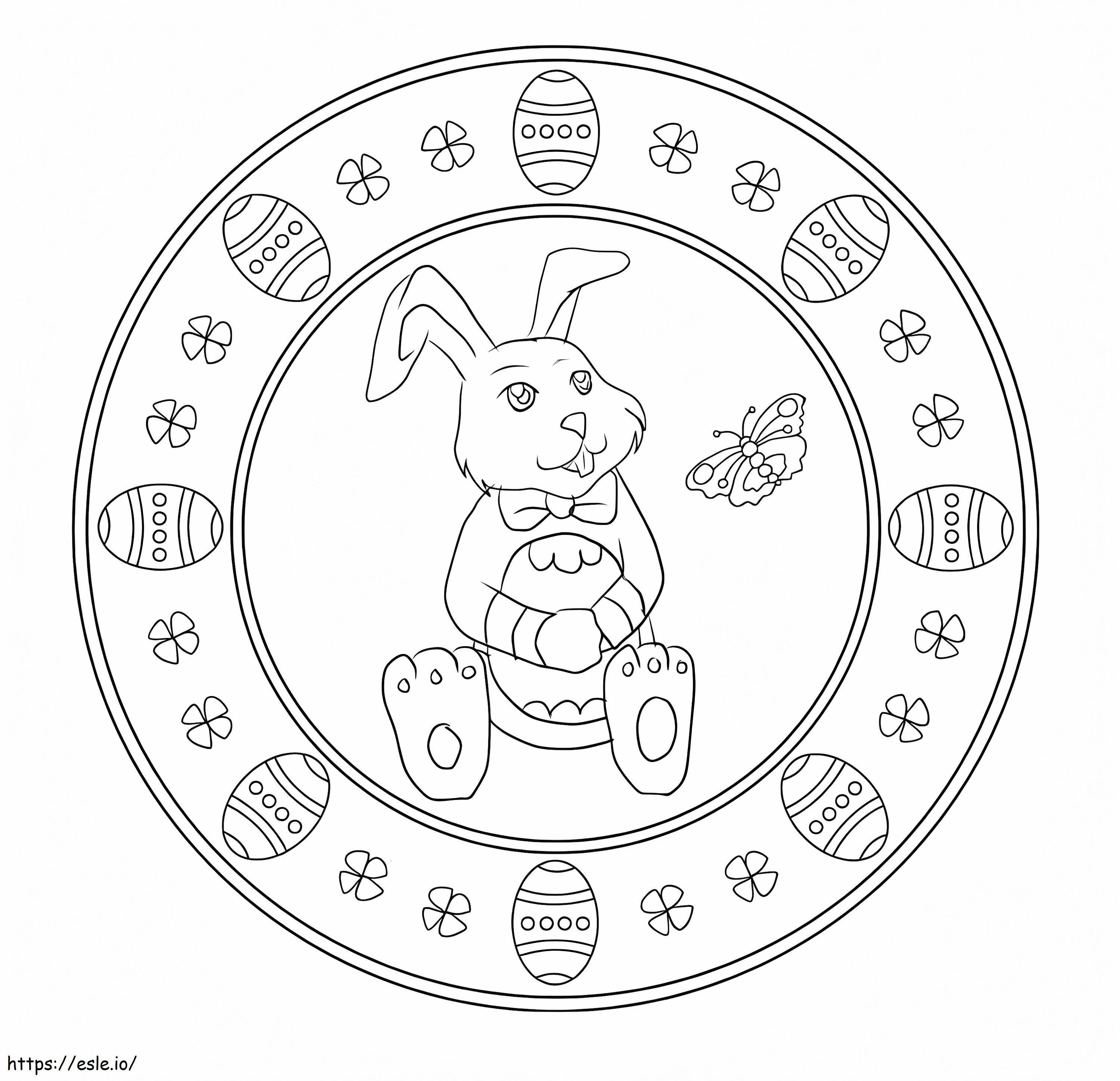 Conejo Pascua Mandala para colorear