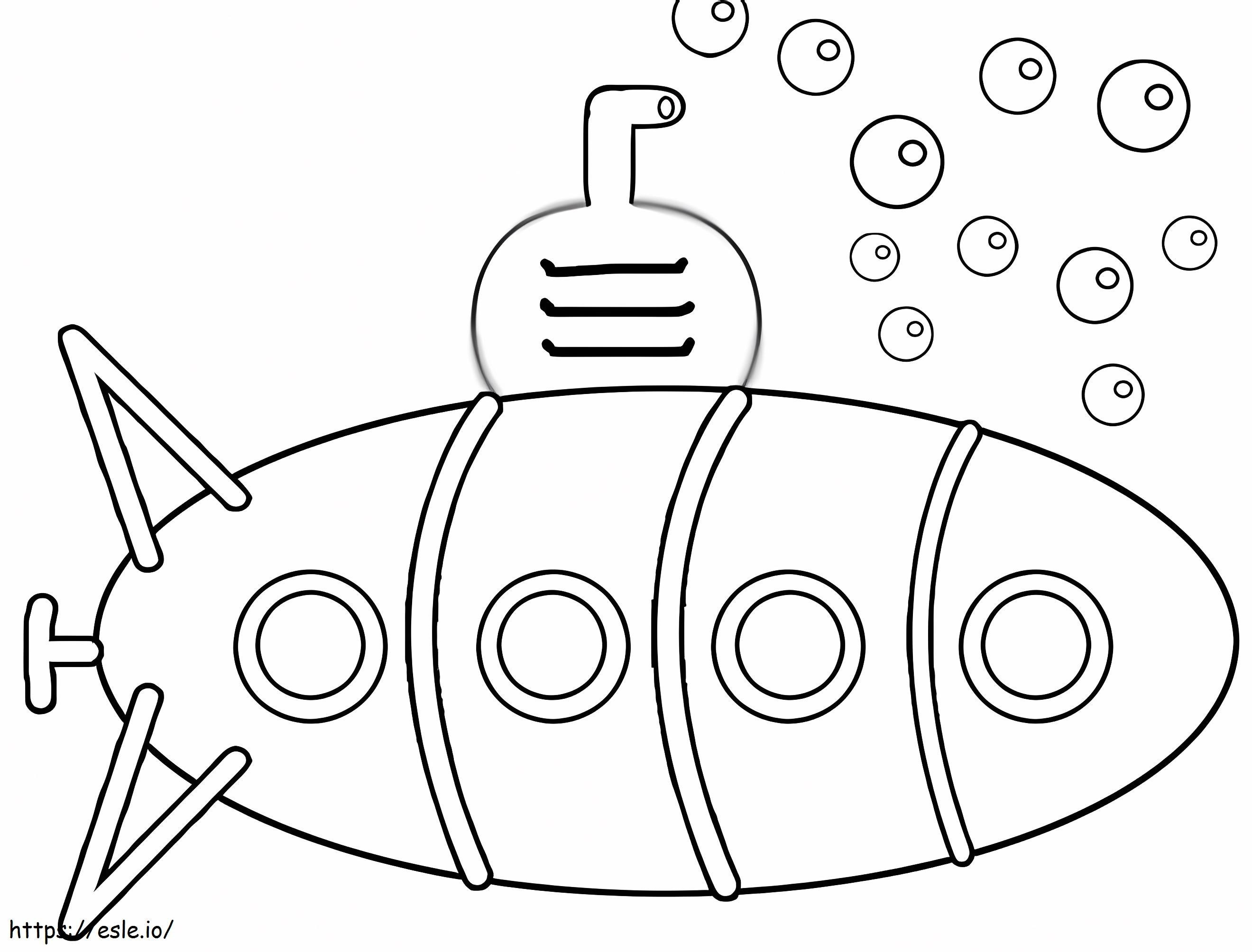 Submarine And Water Bubbles coloring page