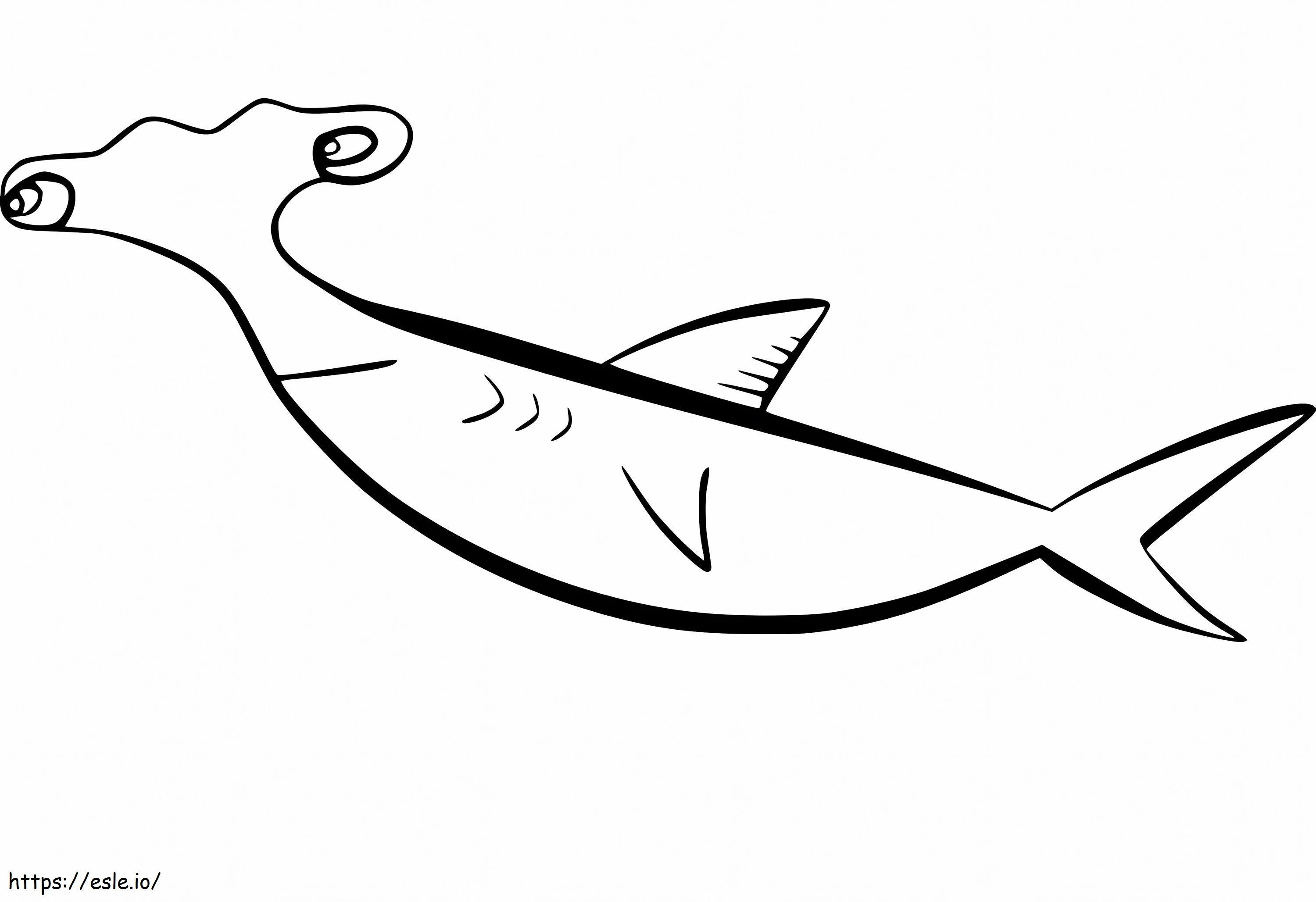 Tubarão-martelo engraçado para colorir