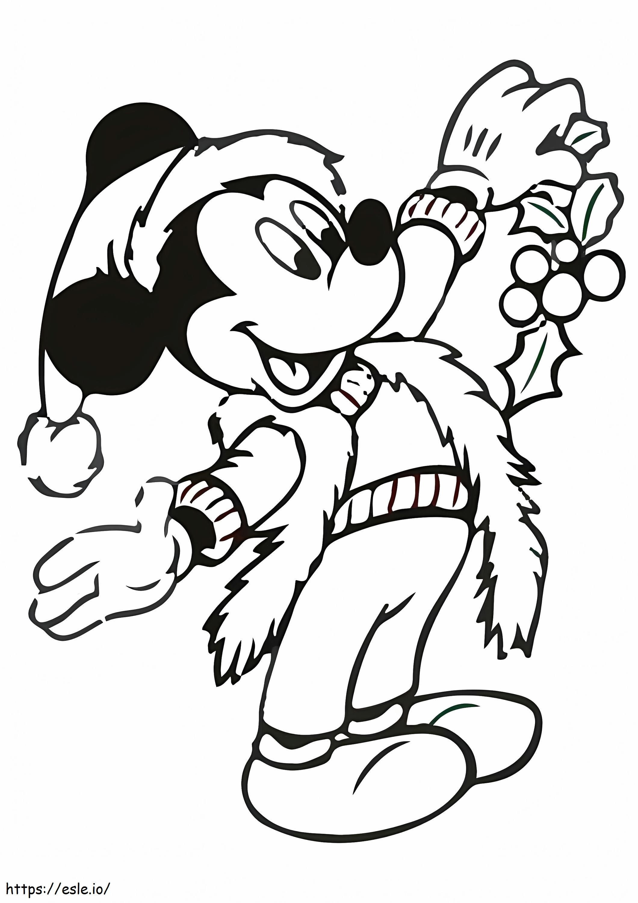  Mickey Mouse op kerst A4 kleurplaat kleurplaat
