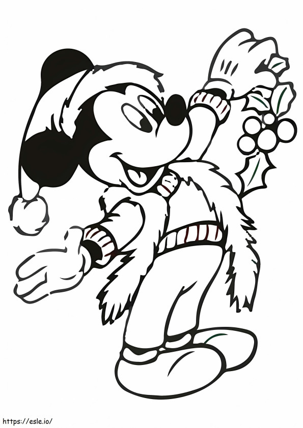  Mickey Mouse op kerst A4 kleurplaat