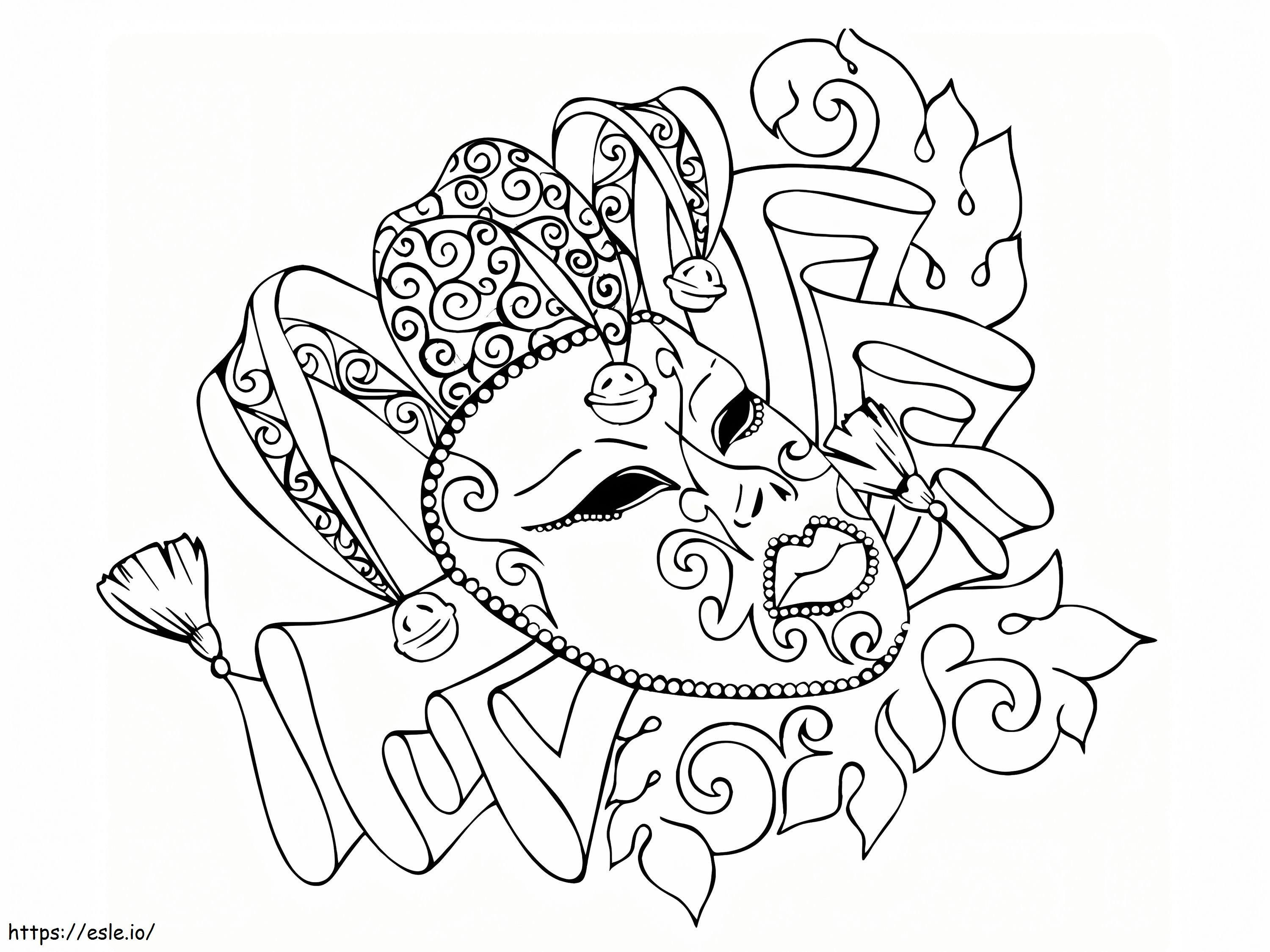 Beautiful Traditional Carnival Mask coloring page
