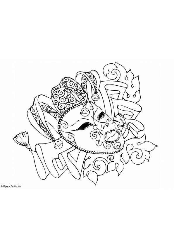 Coloriage Beau masque de carnaval traditionnel à imprimer dessin