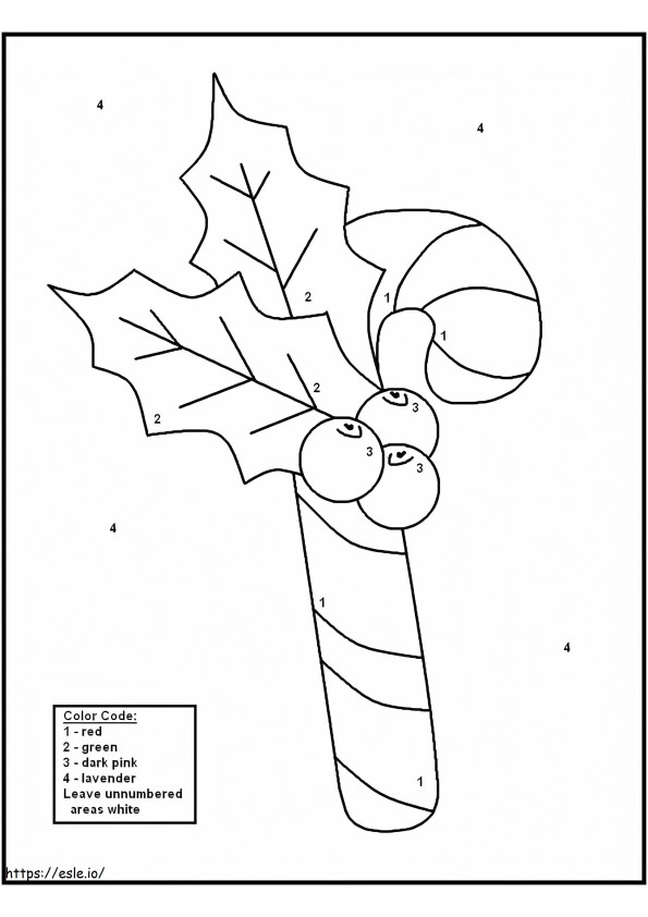 Christmas Candy Cane Color By Number coloring page