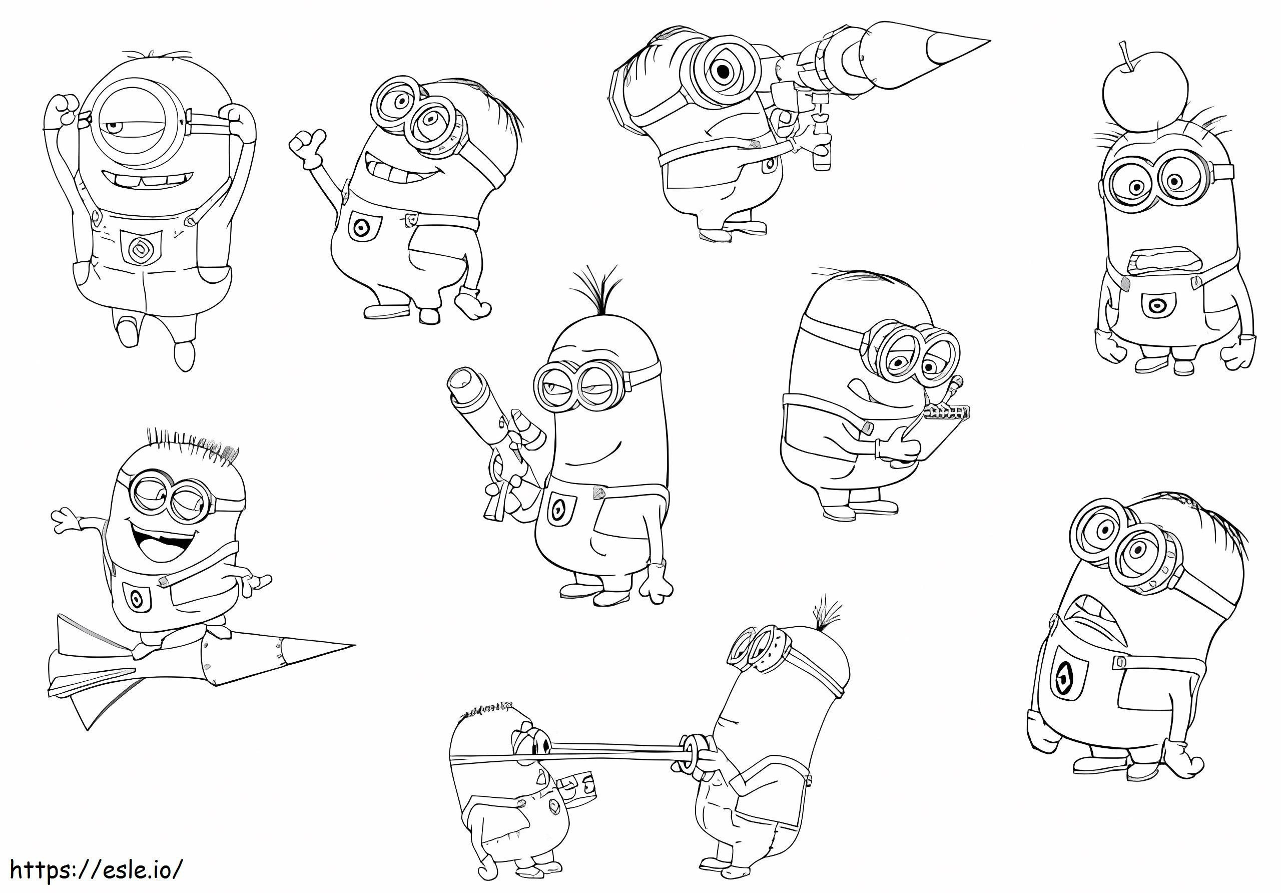 Basic Minions coloring page
