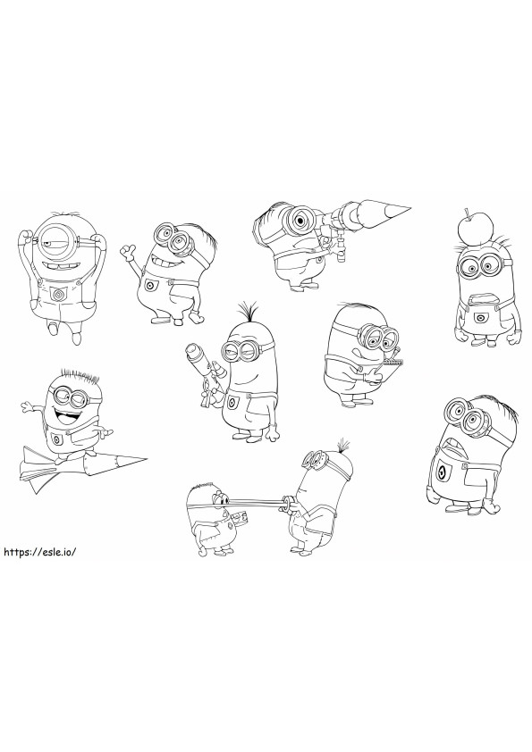 Basic Minions coloring page