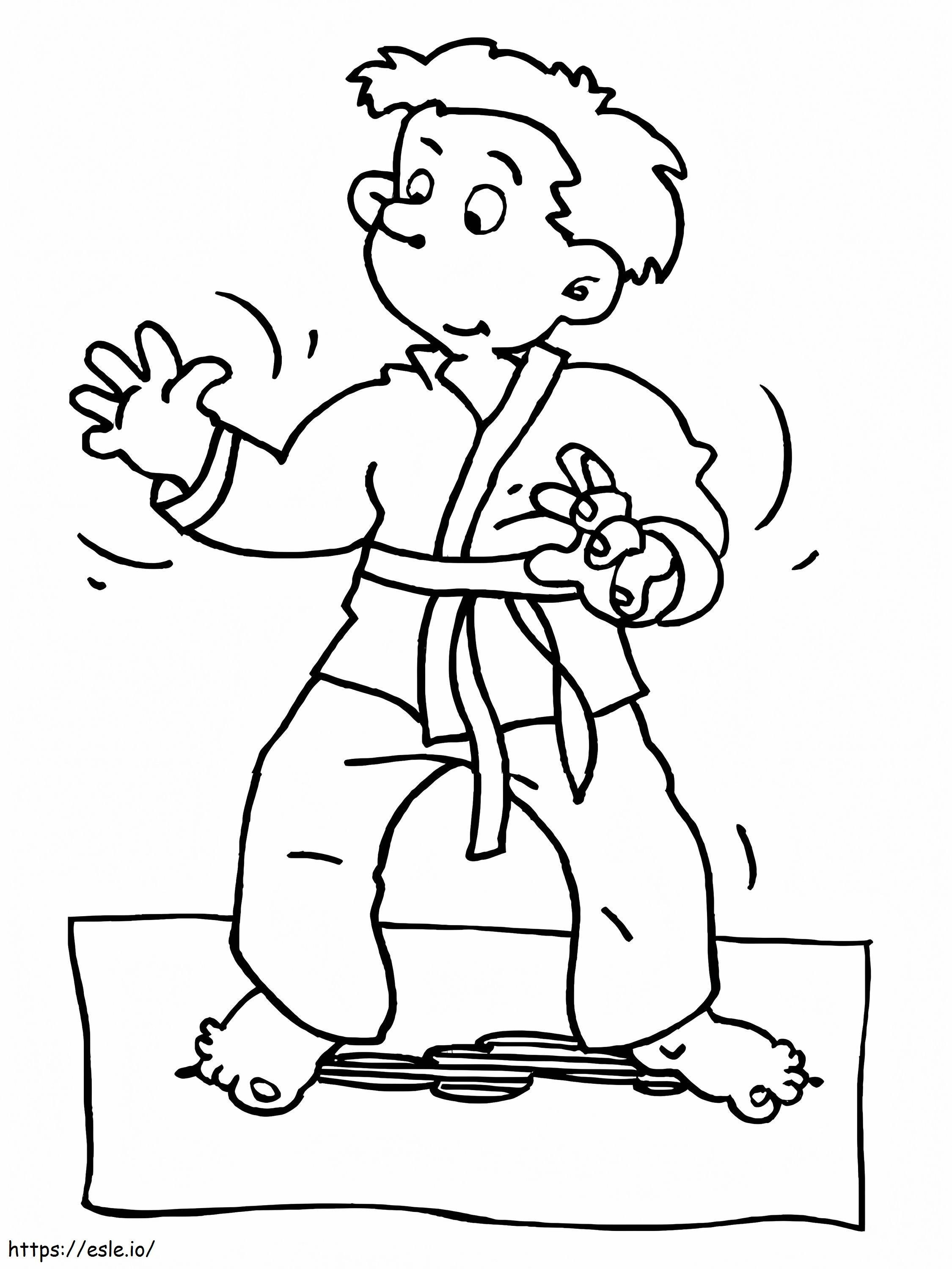 Karate öğrenen çocuk boyama