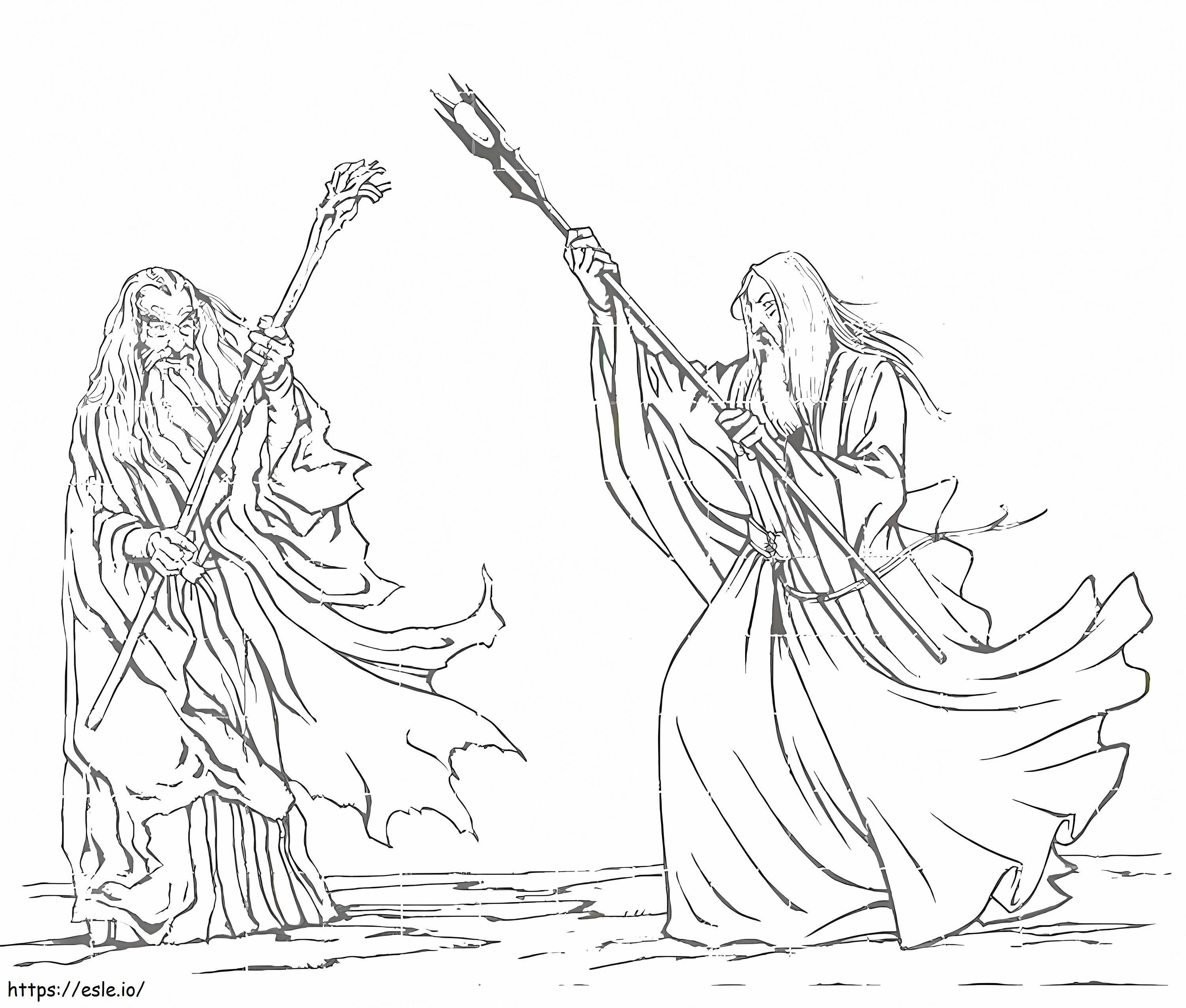 Coloriage Gandalf et Saroumane à imprimer dessin