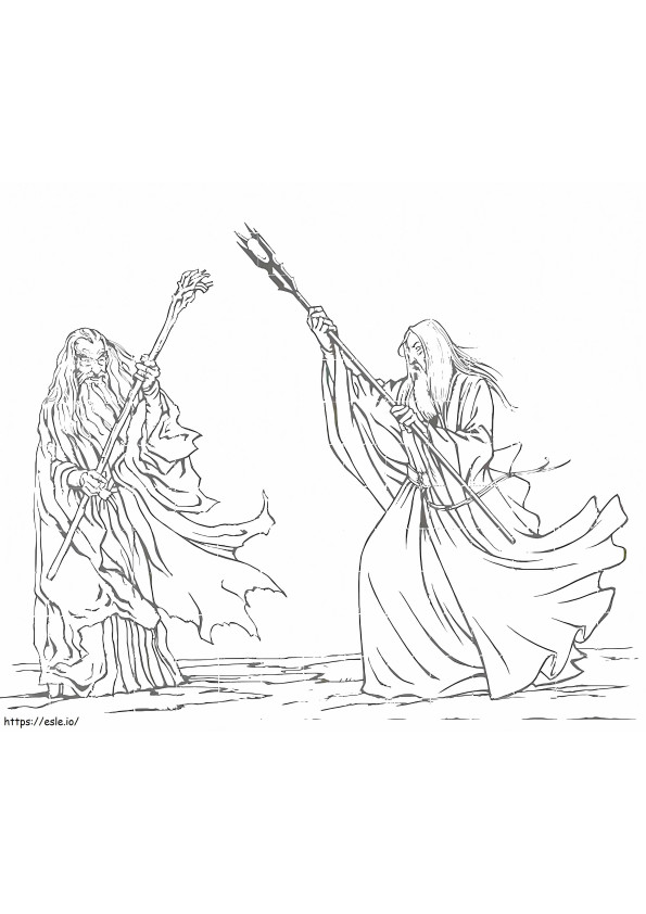 Coloriage Gandalf et Saroumane à imprimer dessin