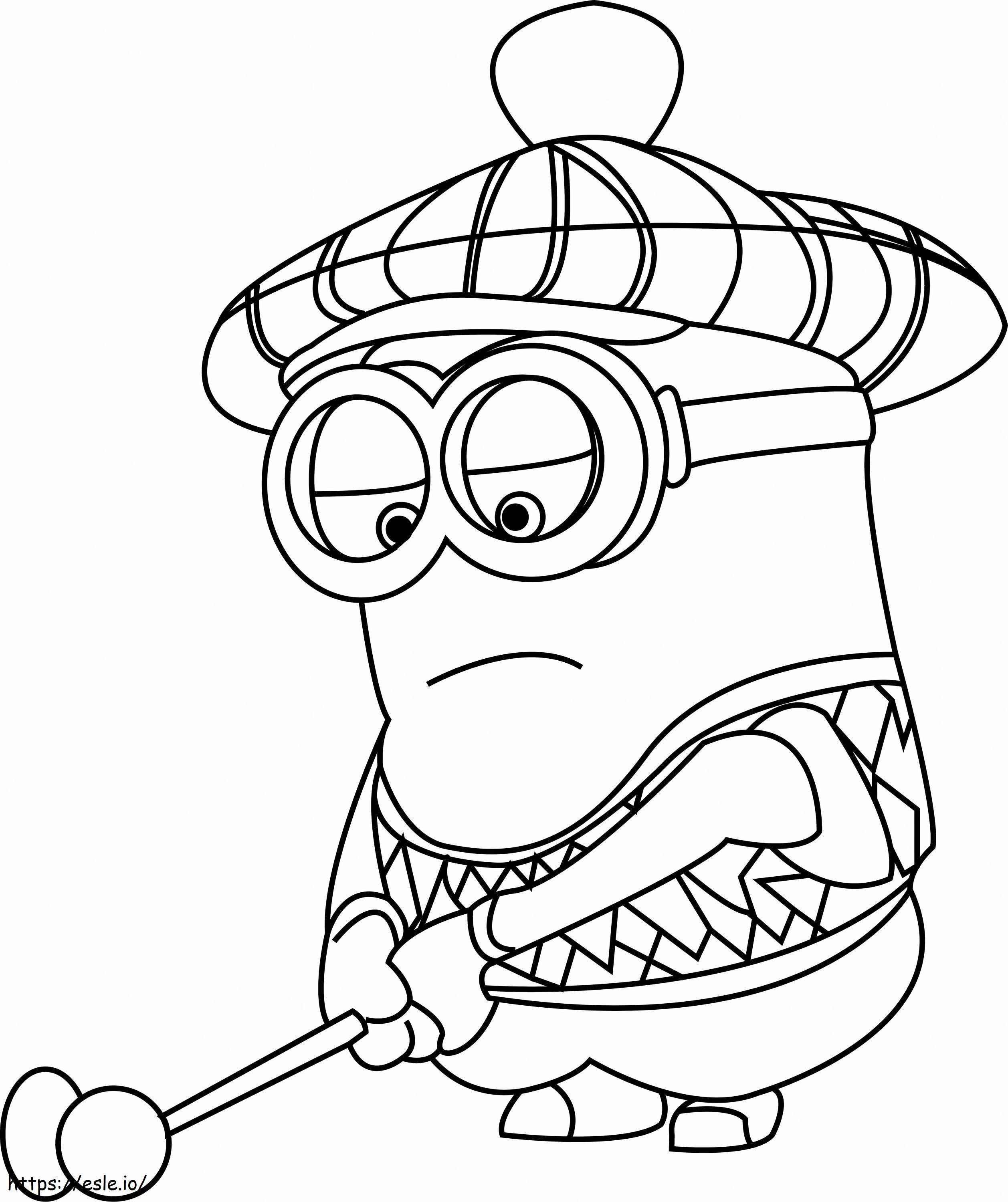Minion Kevin Playing Golf A4 coloring page