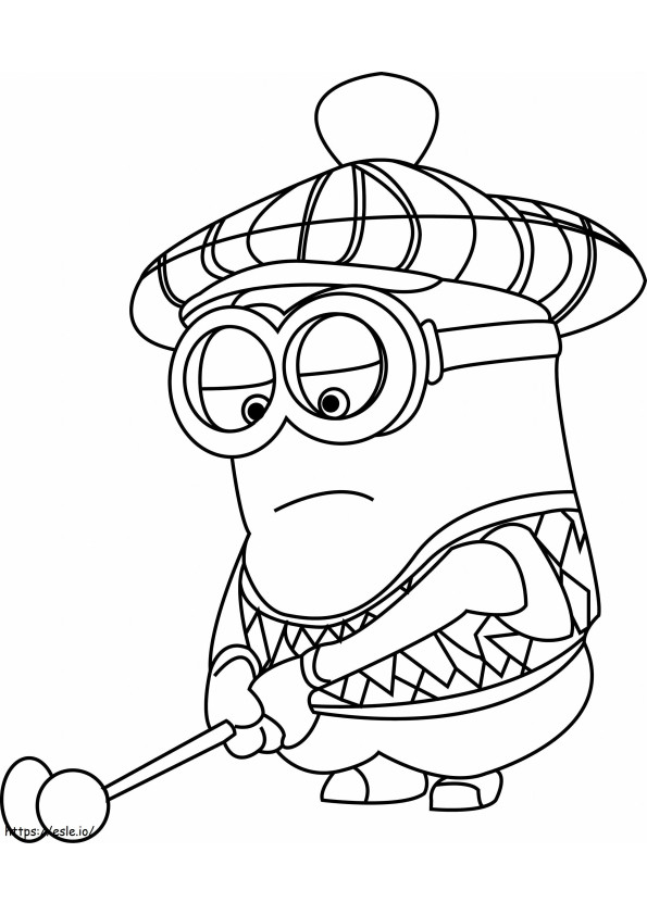 Minion Kevin Playing Golf A4 coloring page