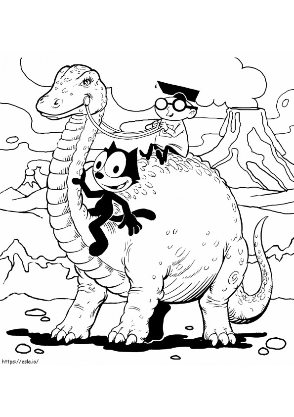 Felix The Cat And Dinosaur coloring page