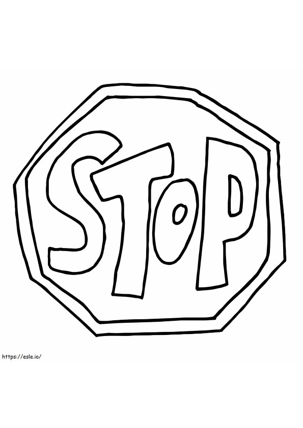 Coloriage Panneau d'arrêt drôle à imprimer dessin
