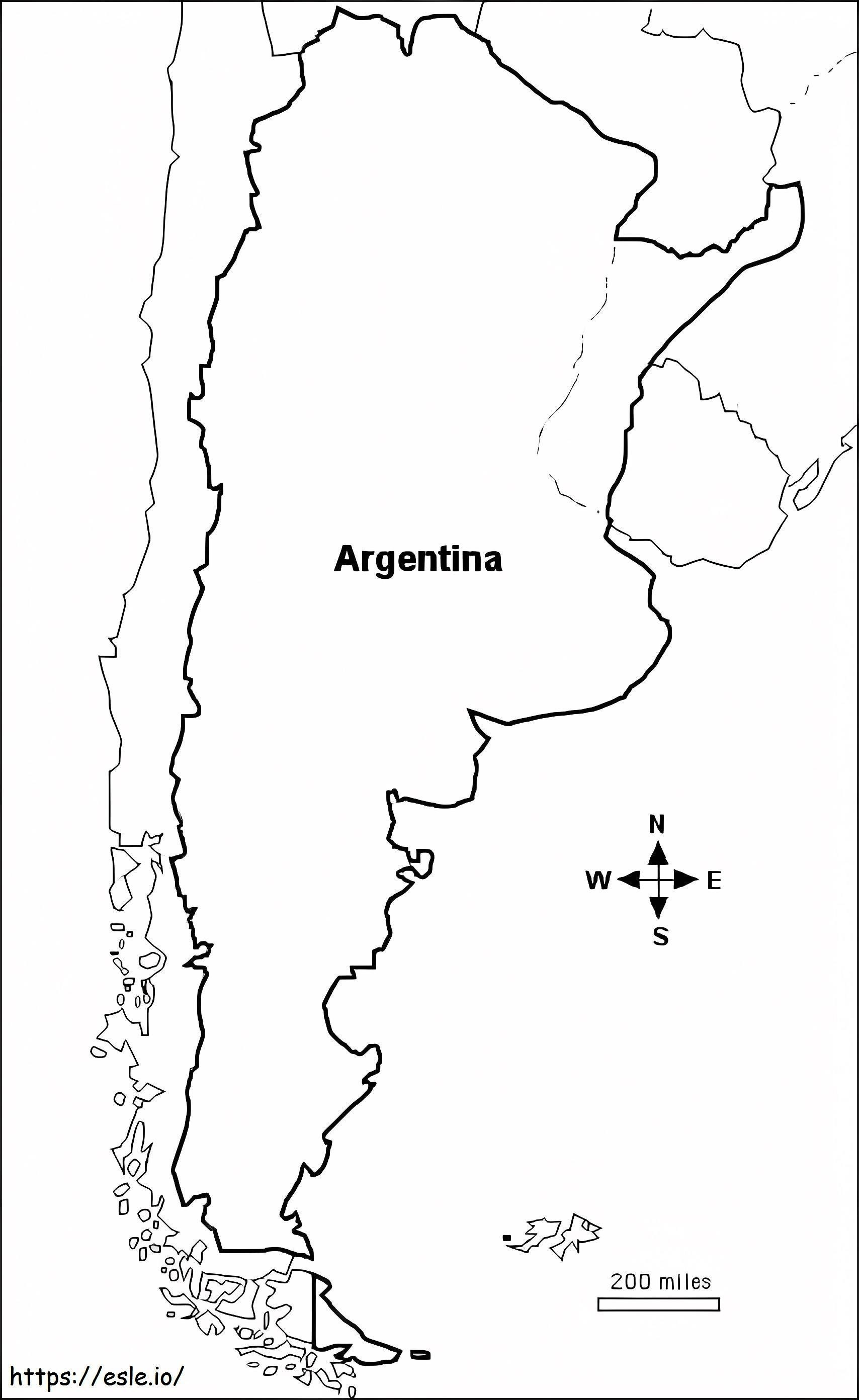 Argentína térkép 1 kifestő